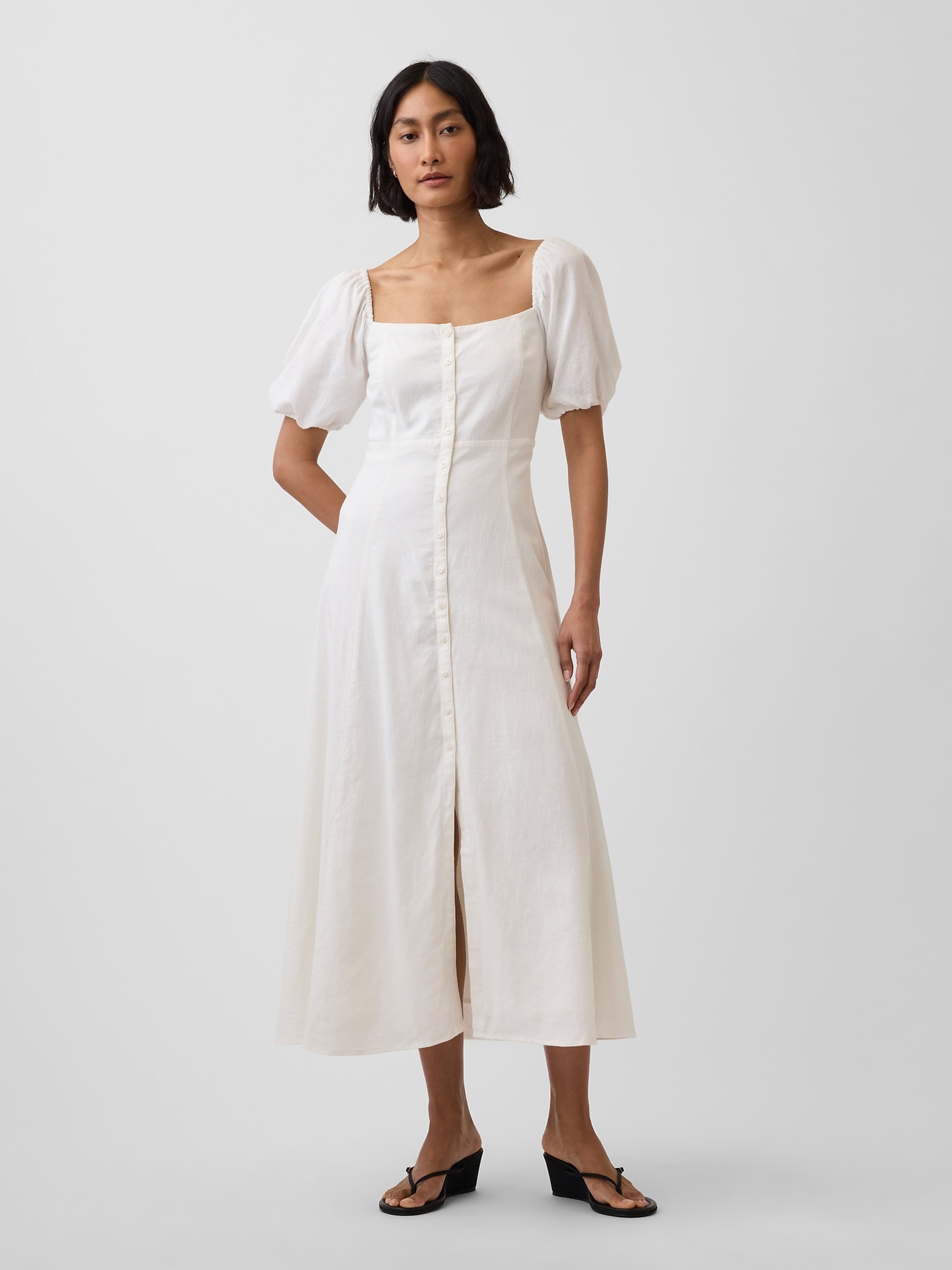 Vestido maxi de mezcla de lino - 001