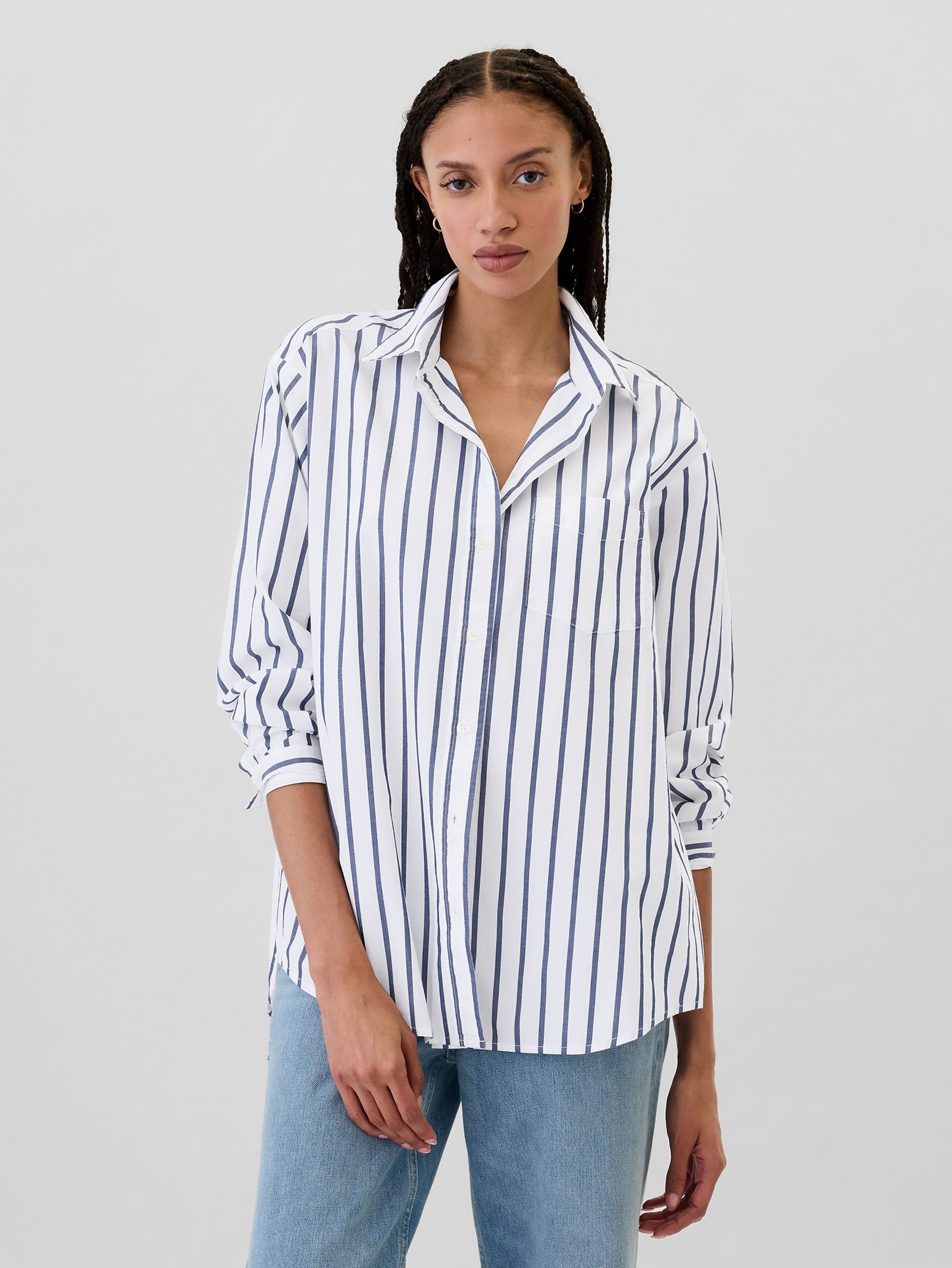 Gestreiftes Oversize-Hemd Popeline Big Shirt