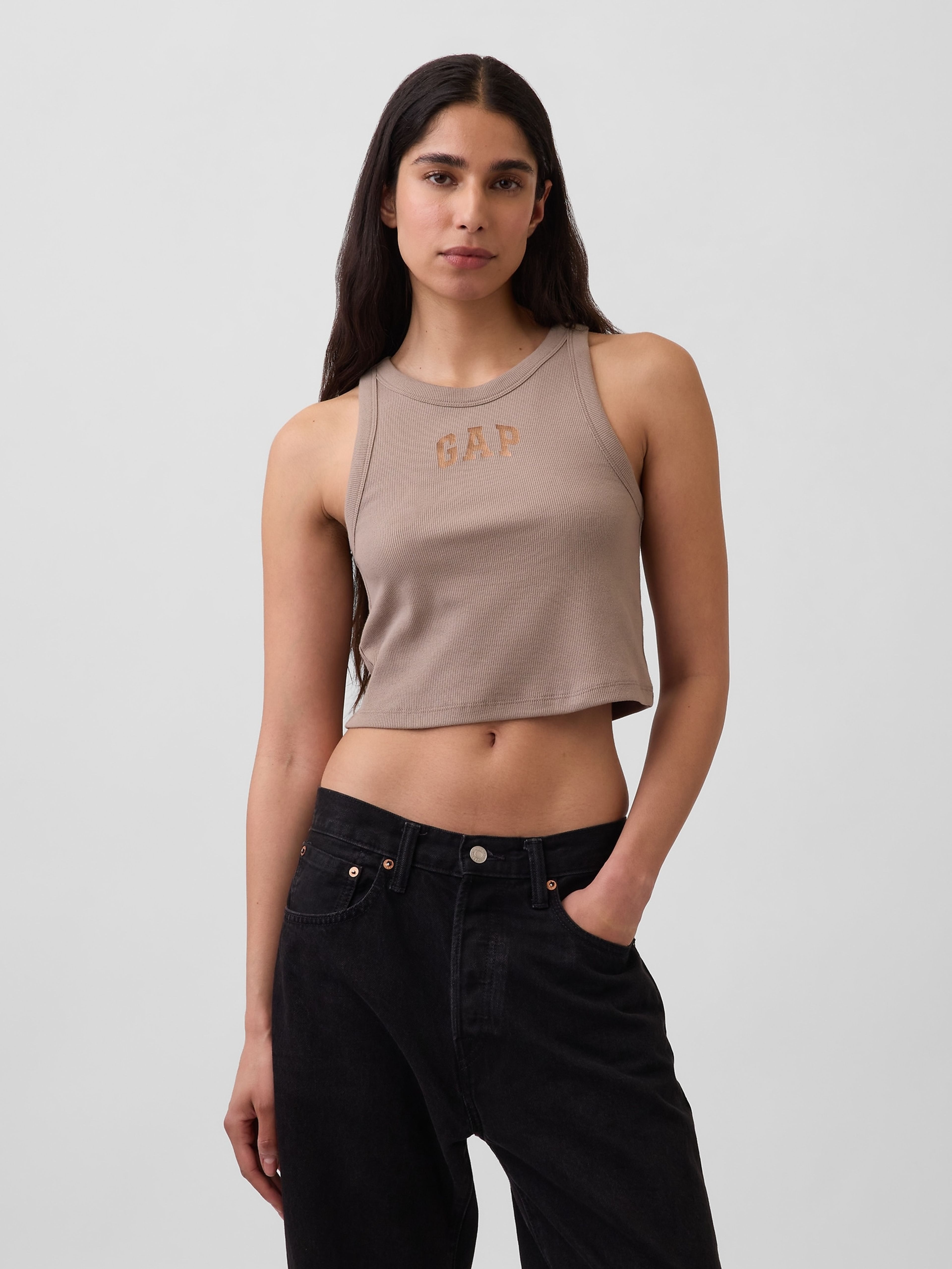 Żebrowany top z logo