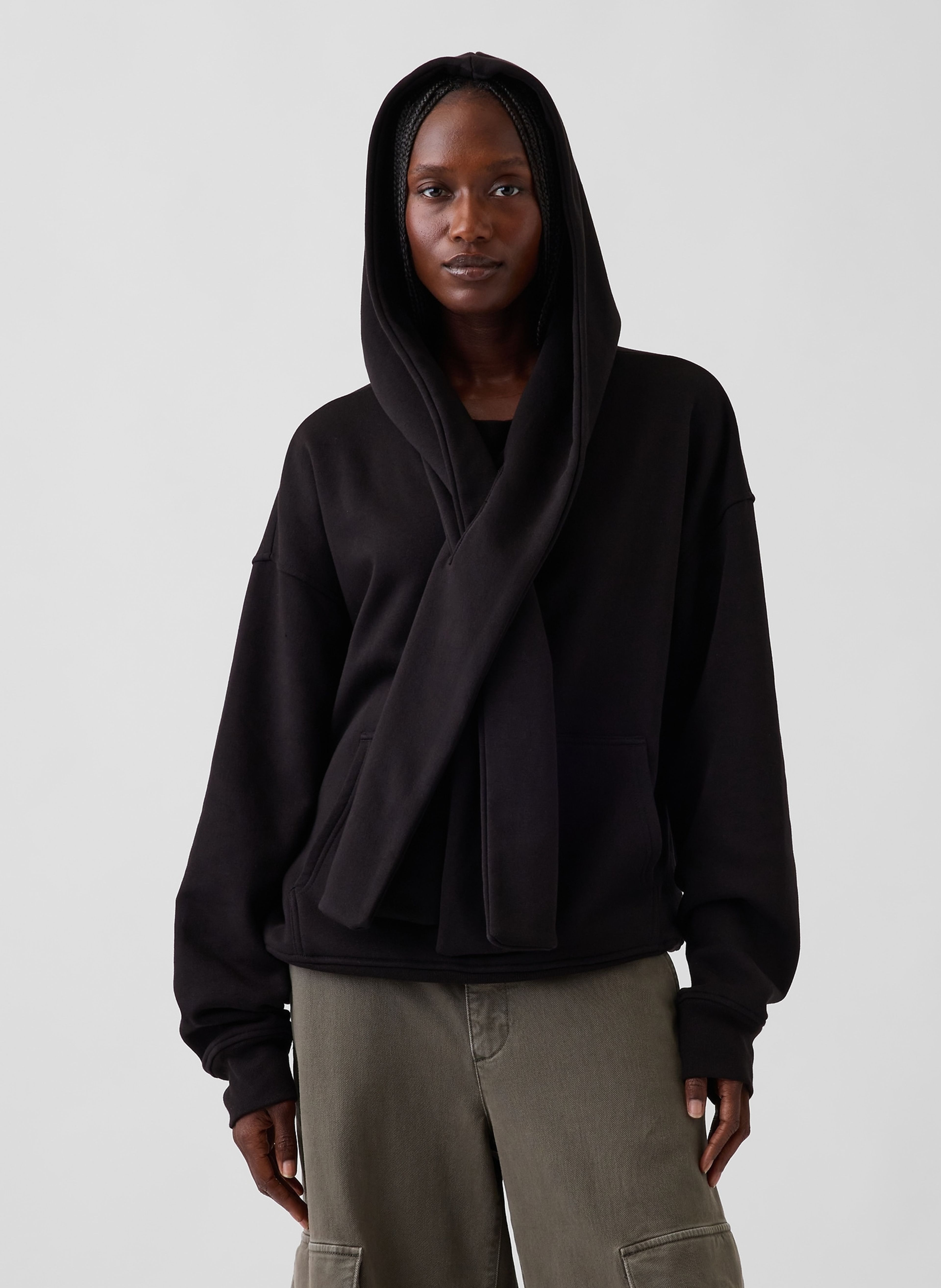 Hanorac oversize cu fular VintageSoft unisex - 005