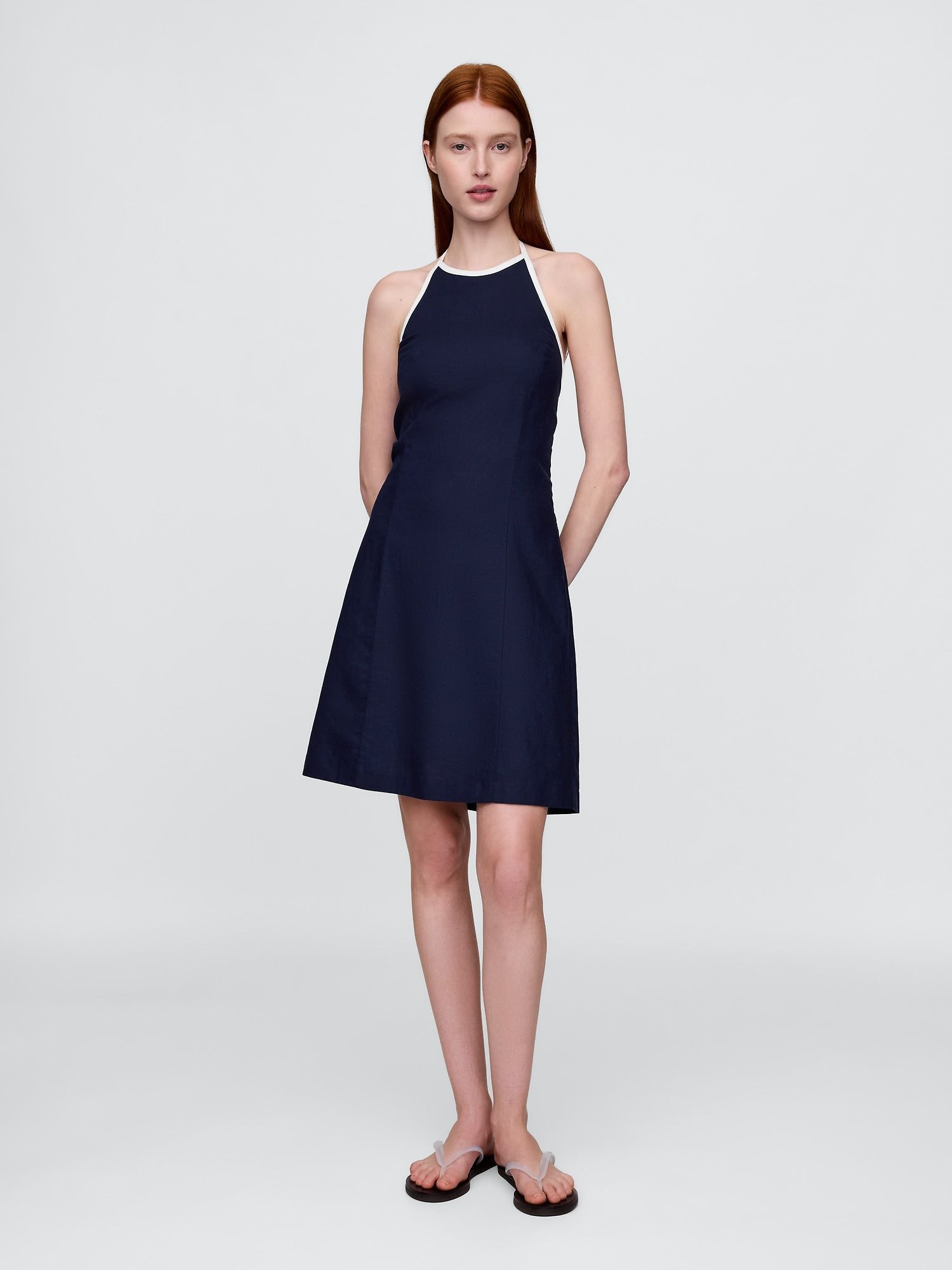 Robe En Lin Gap Grise - Taille 40 - Occasion En Très Bon état