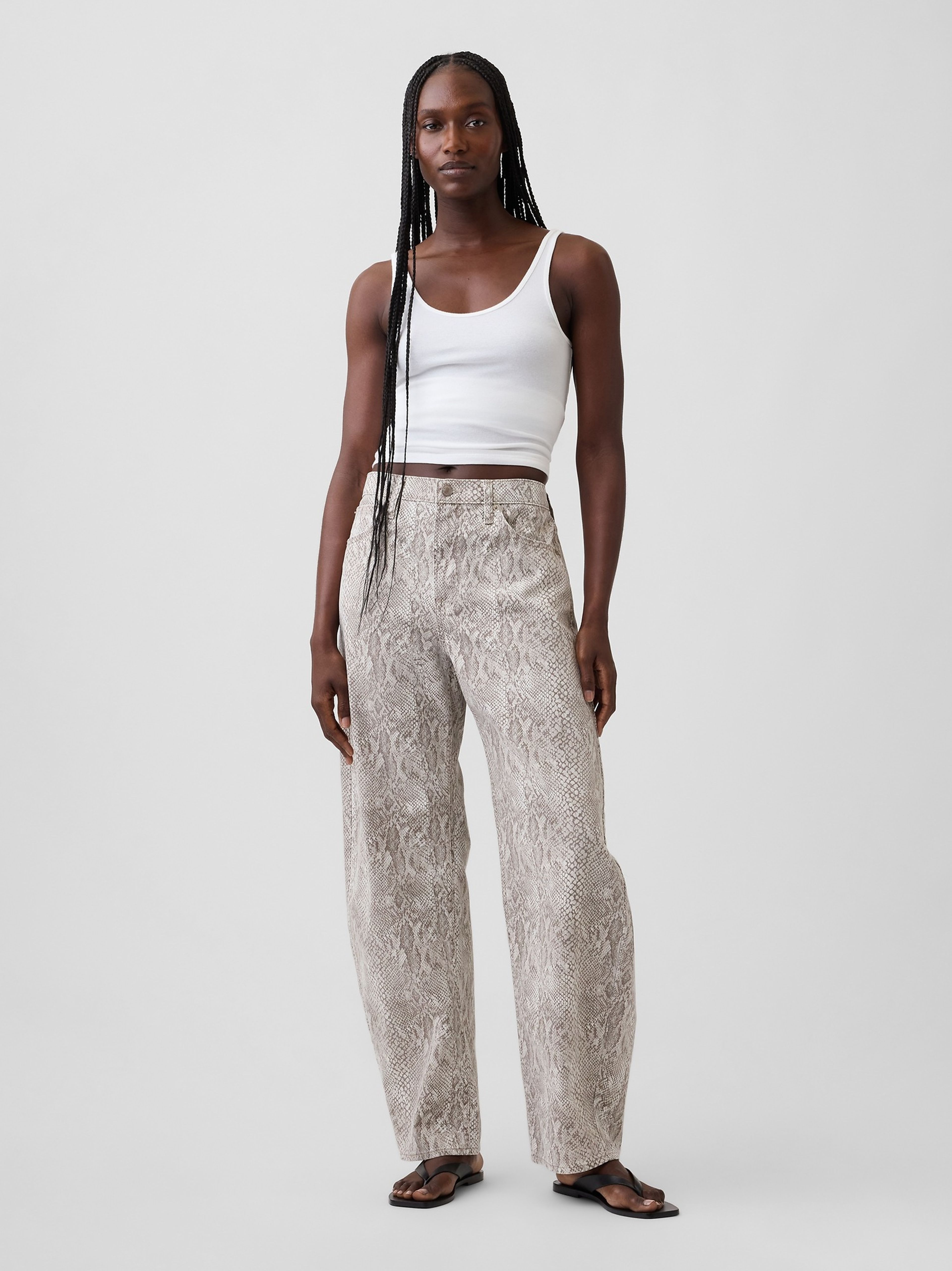 High Rise Barrel Jeans gemustert - 001
