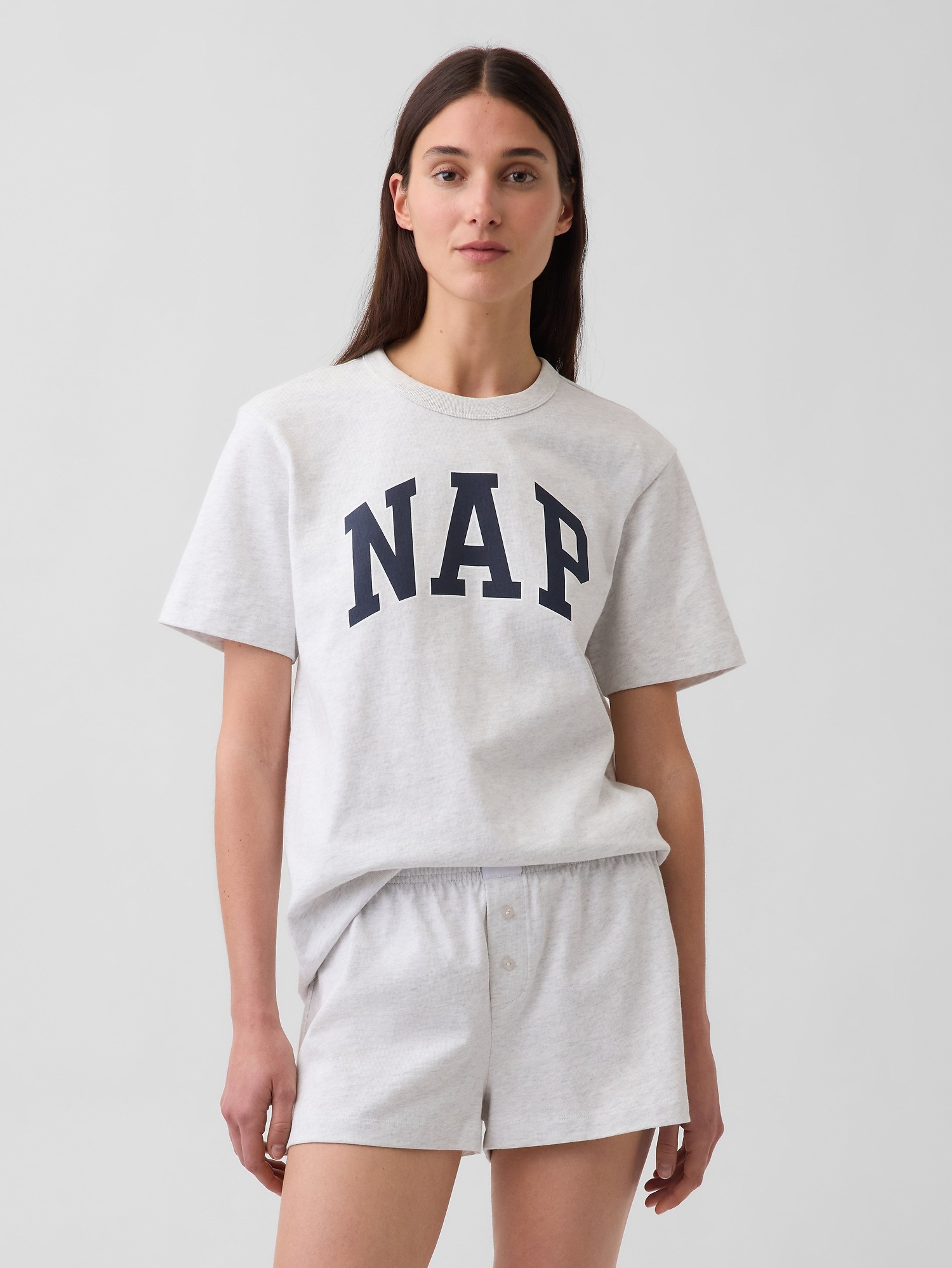 Oversize piżamowy T-shirt - 001