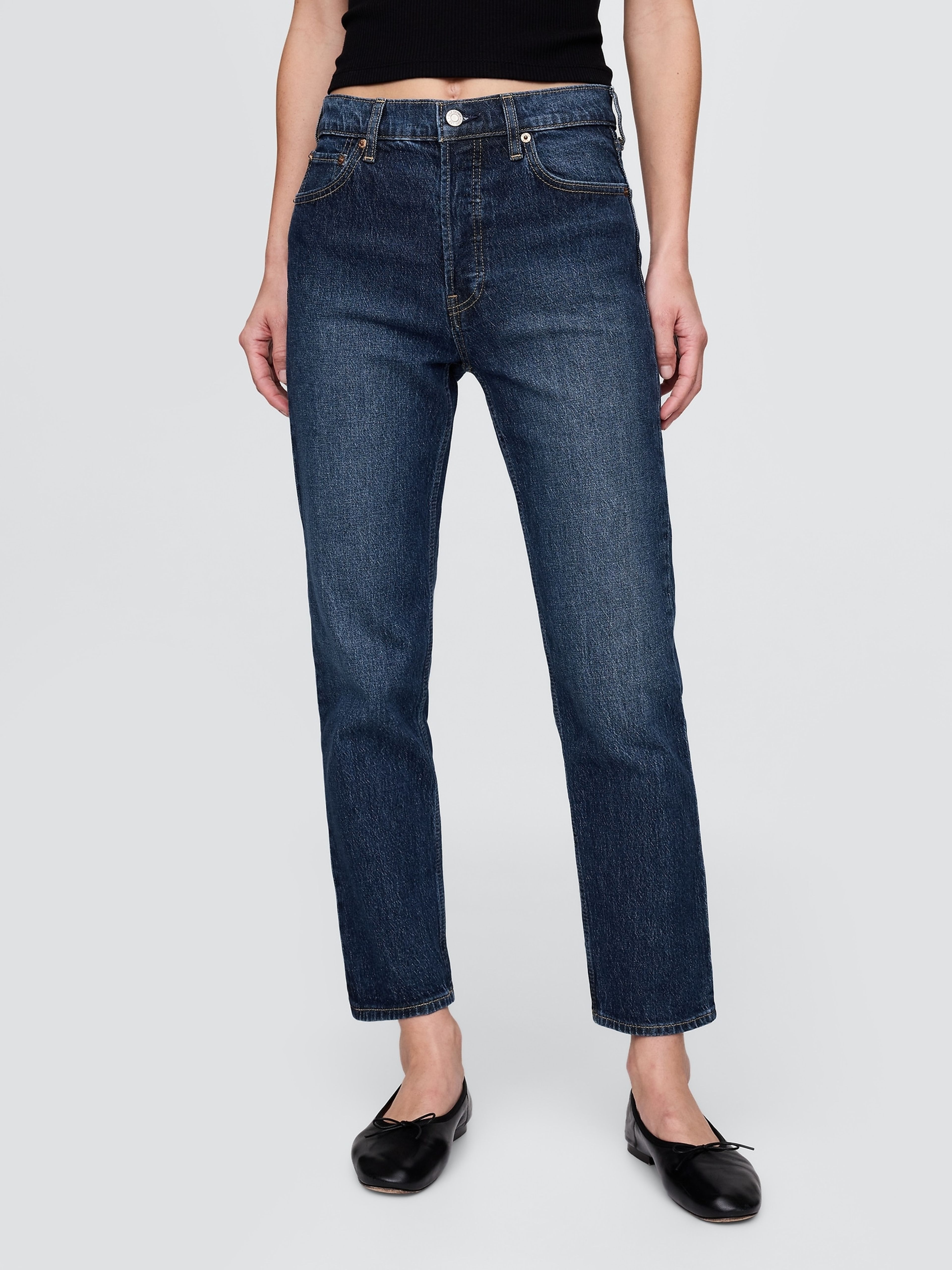 Džínsy High Rise Cheeky Straight - 002