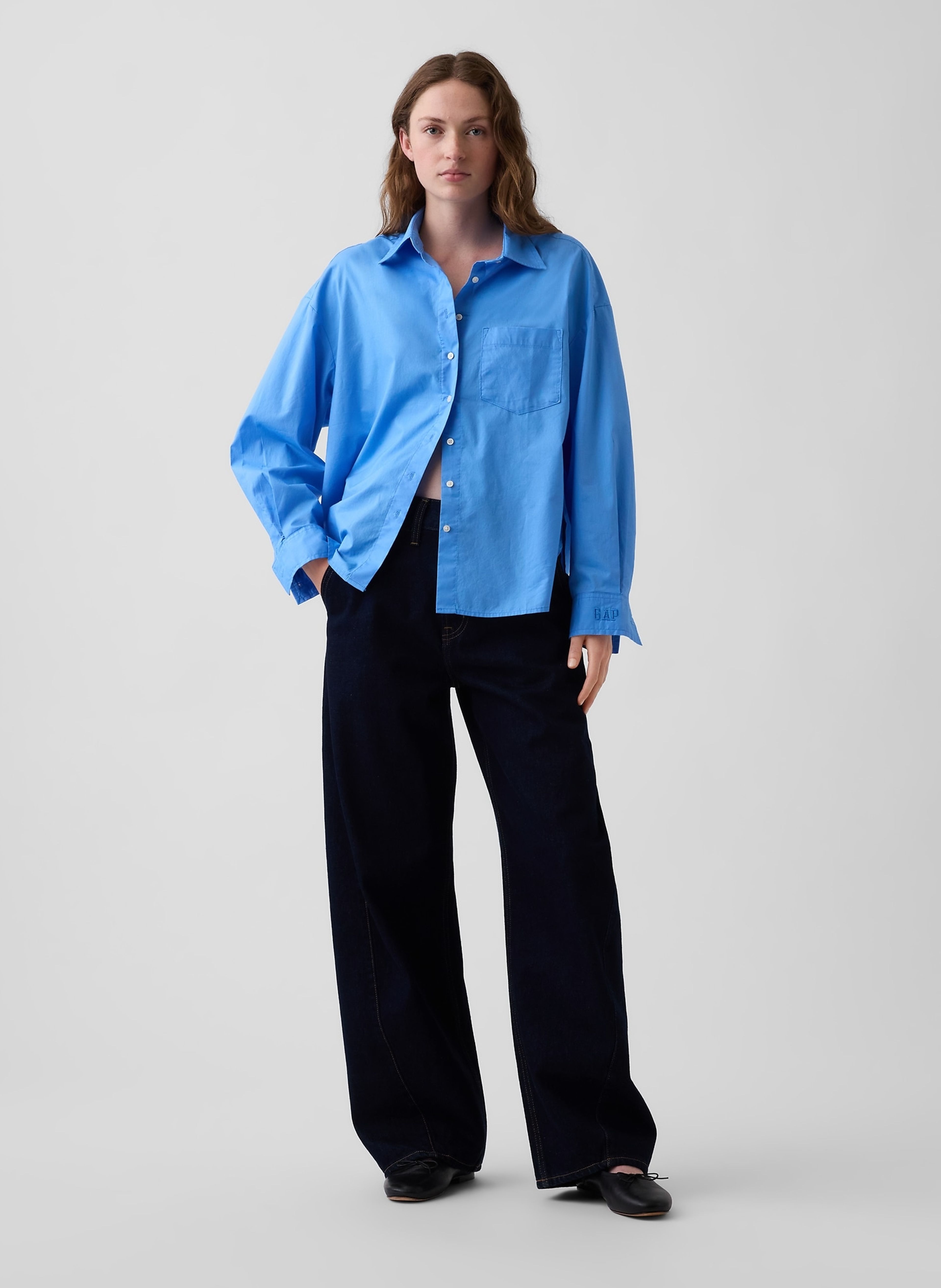 Oversize-Hemd aus Popeline mit Logo - 002