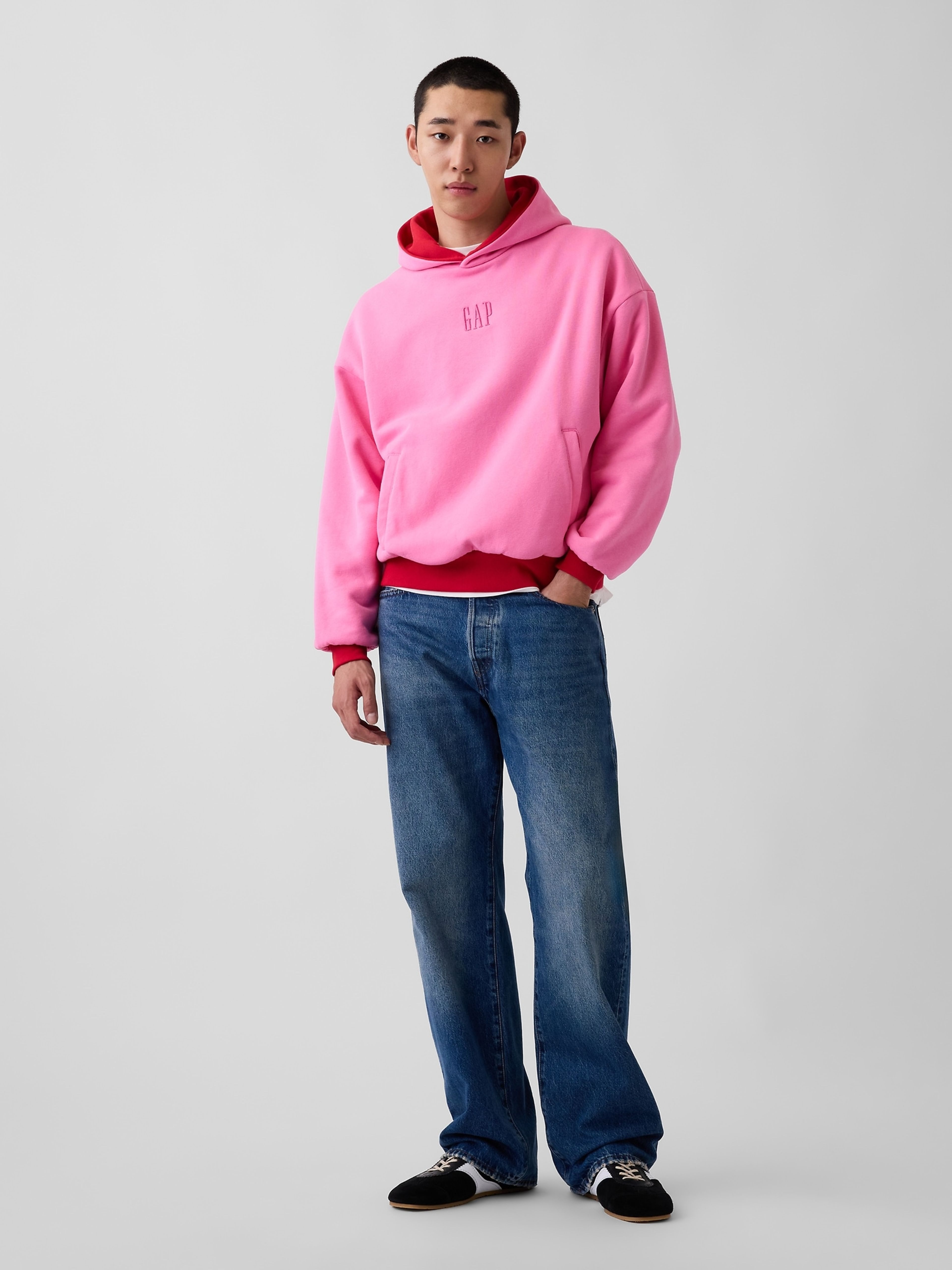 Oversize kifordítható pulóver VintageSoft unisex logóval - 006