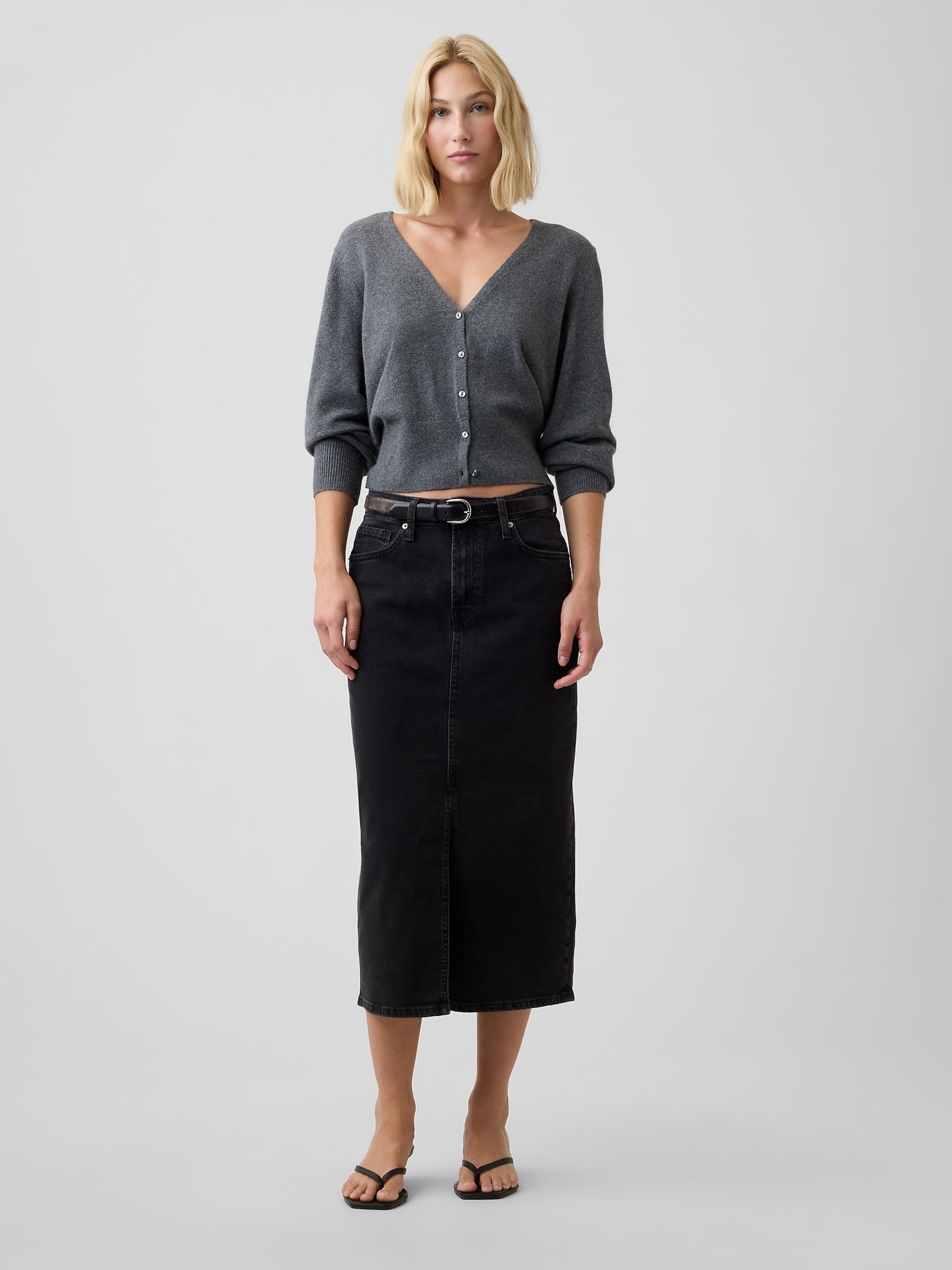 Fustă midi din denim - 001