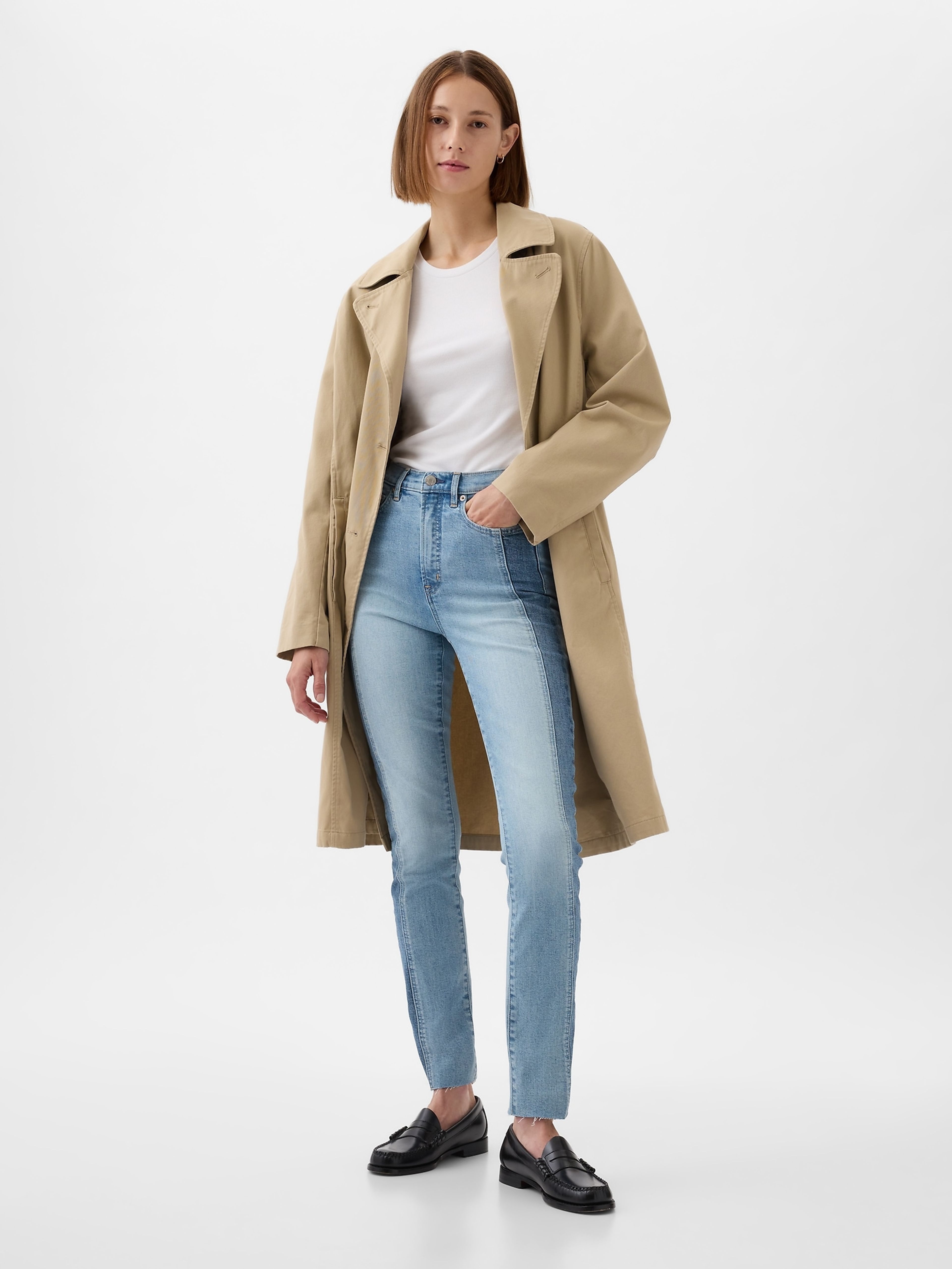 Jeansy High Rise Patchwork Slim