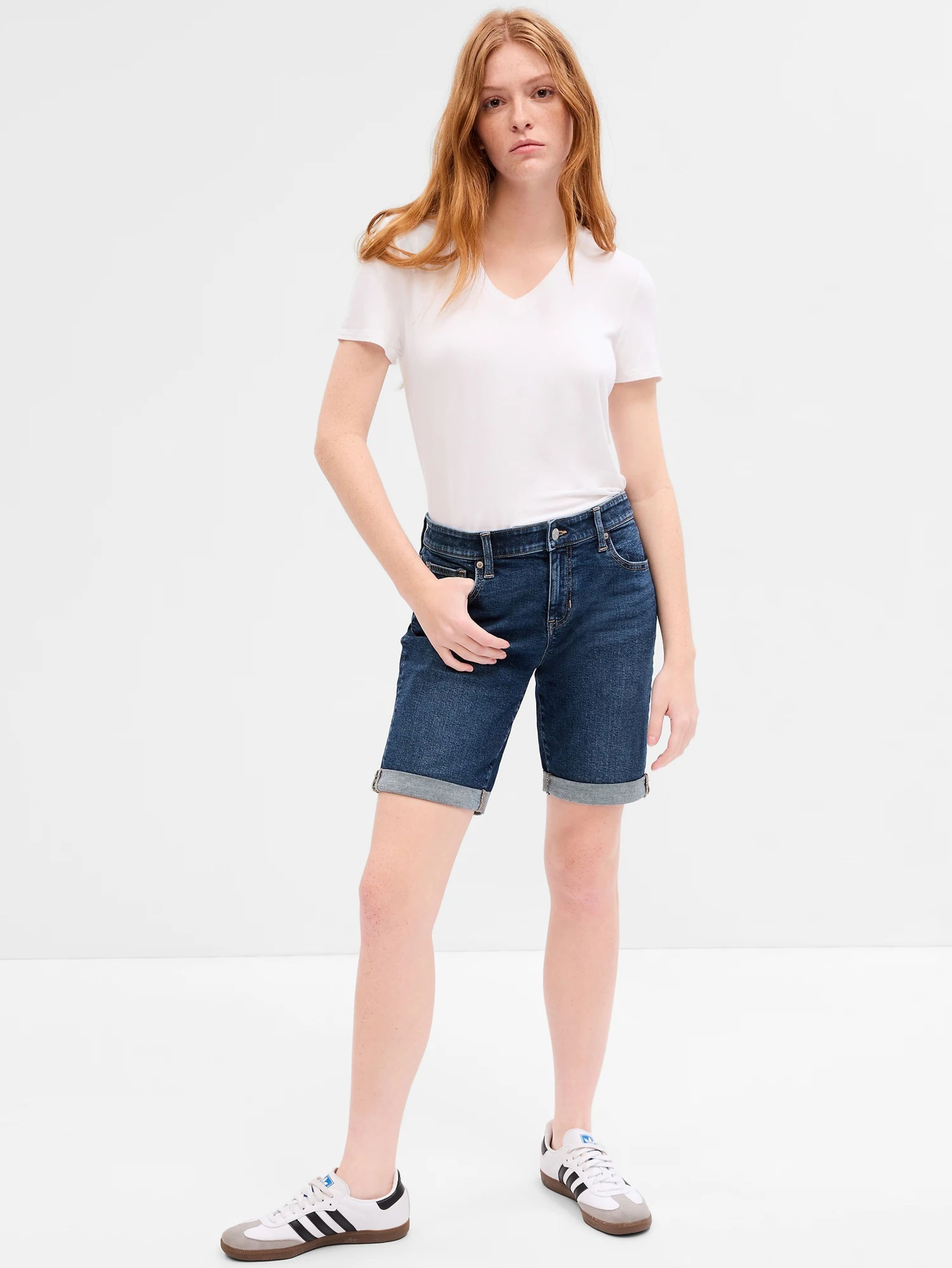 Mid Rise Denim Shorts