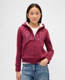 Kinder gefüttertes Fleece-Sweatshirt mit Logo-Rot - 001