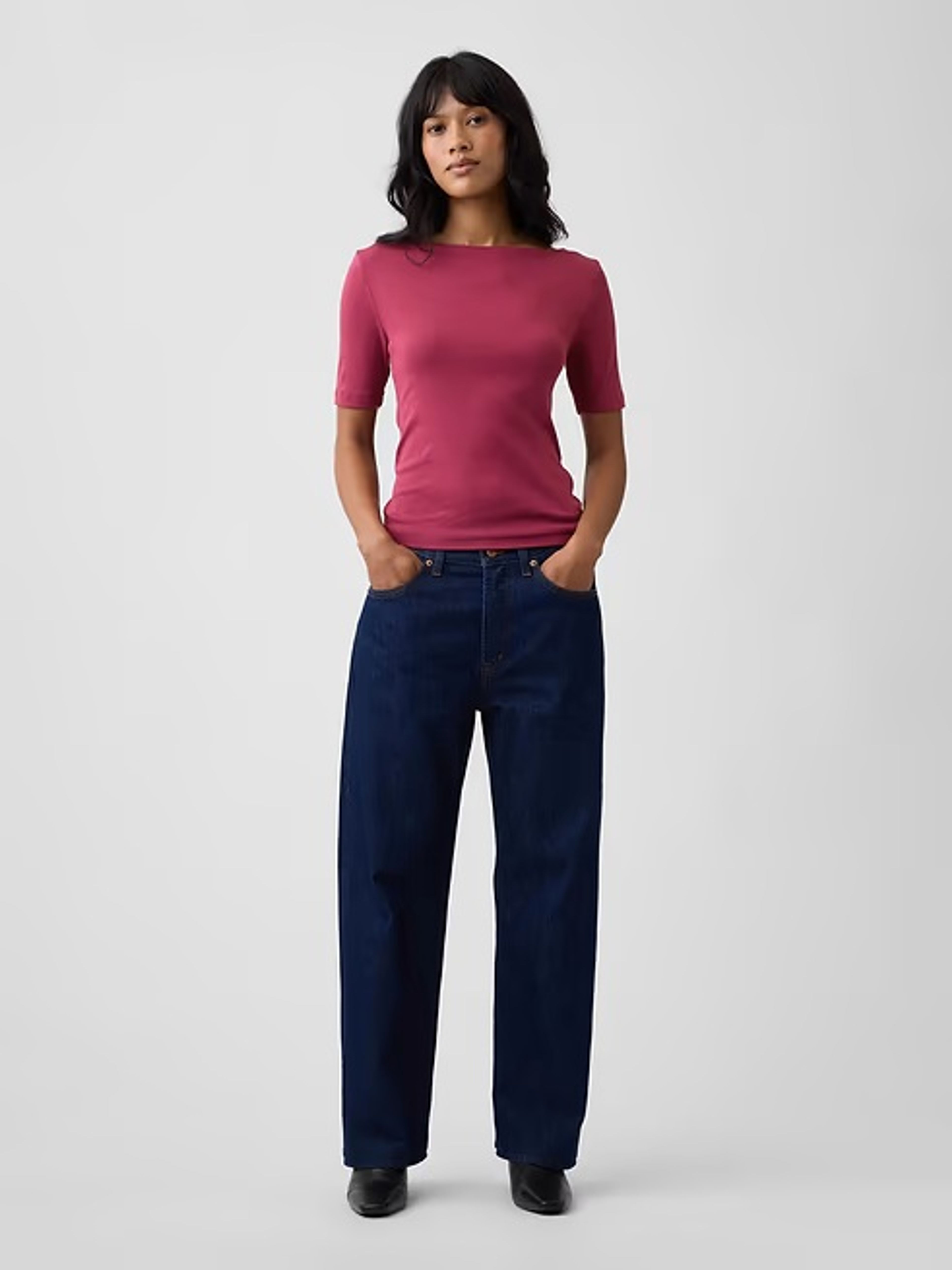 Camiseta de canalé con escote barco - 003