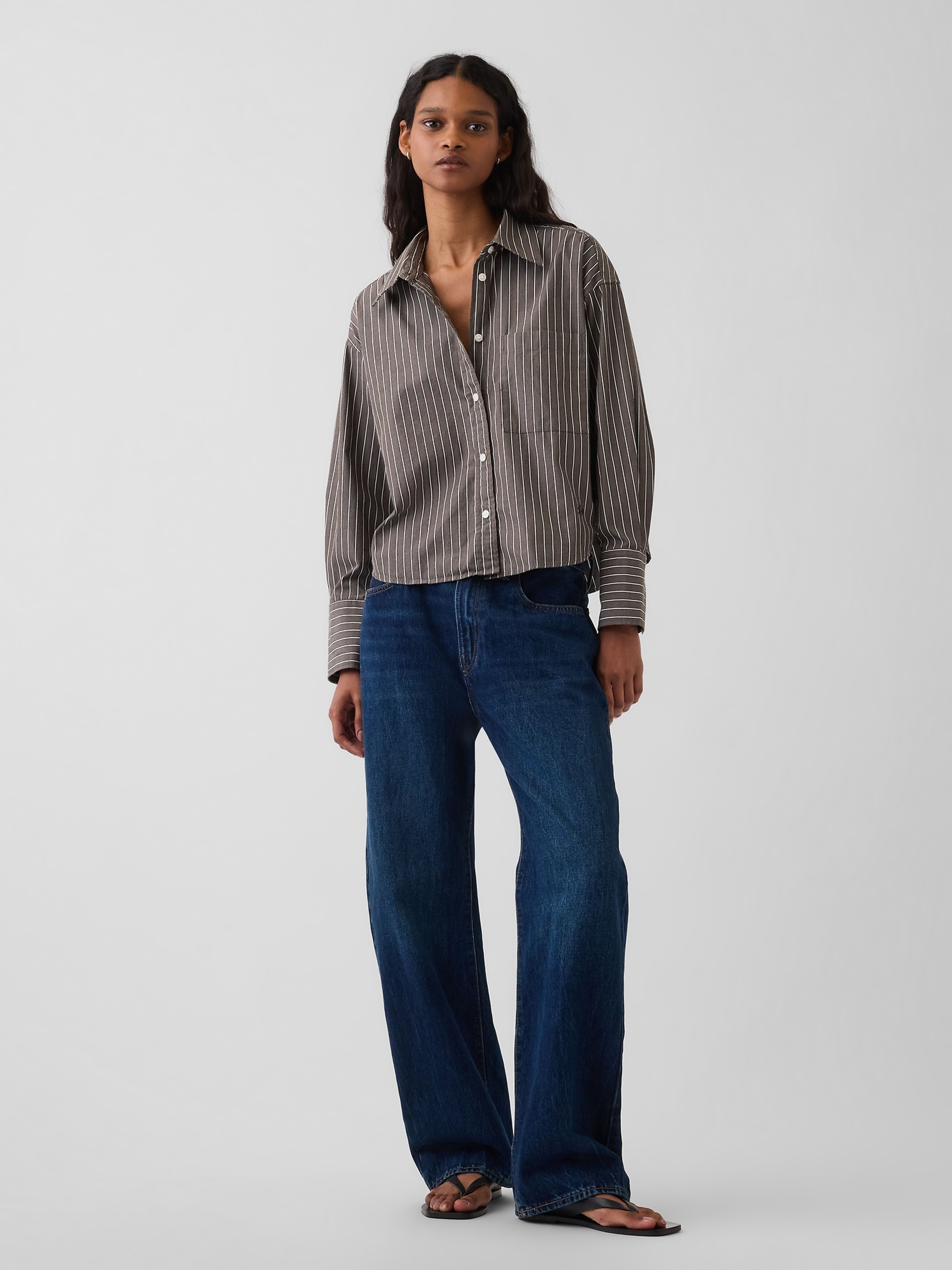 Oversize crop košeľa - 002