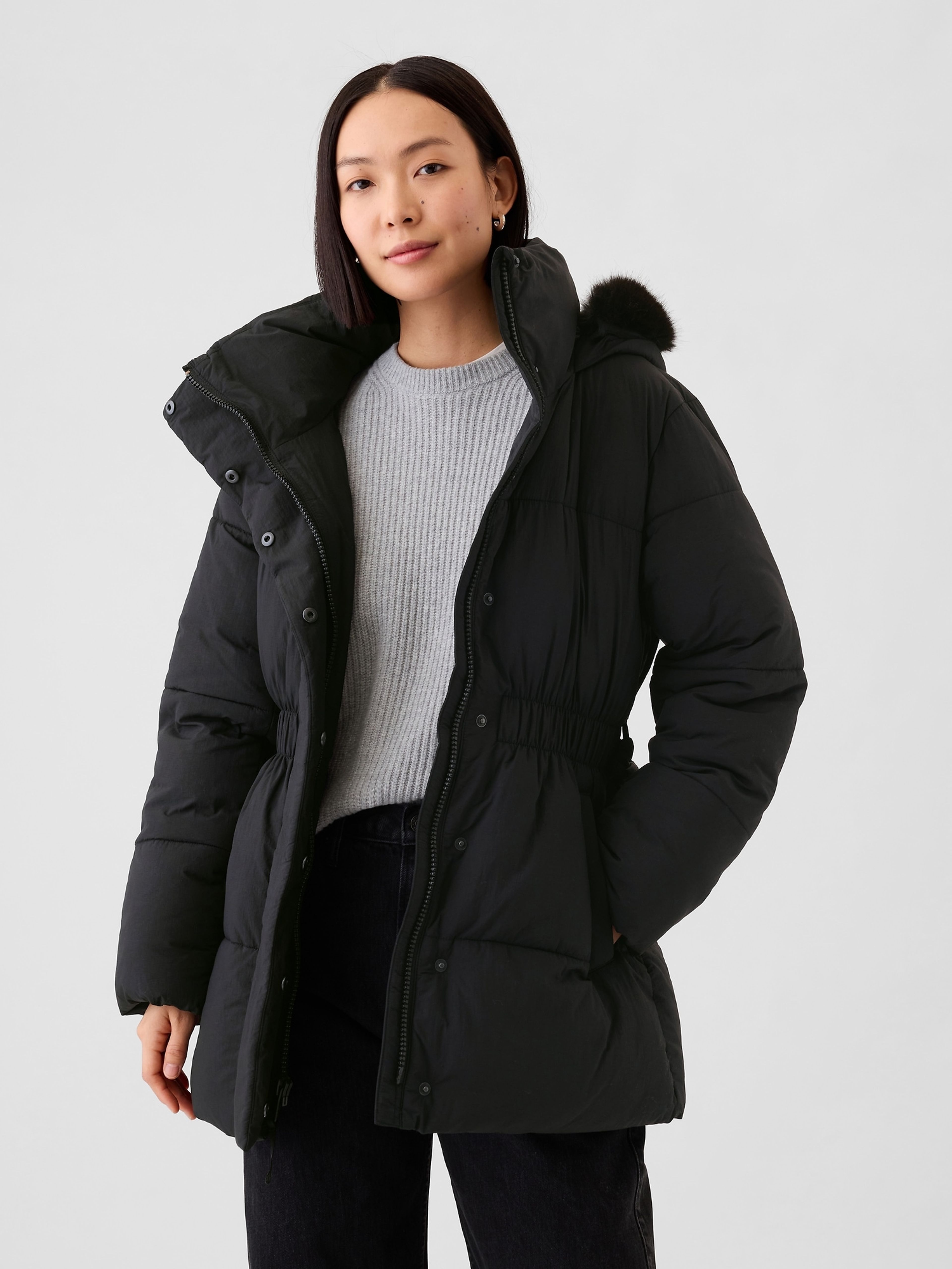 Mäntel Gap Daunenmantel Schwarz Nylon-Parka Oversize