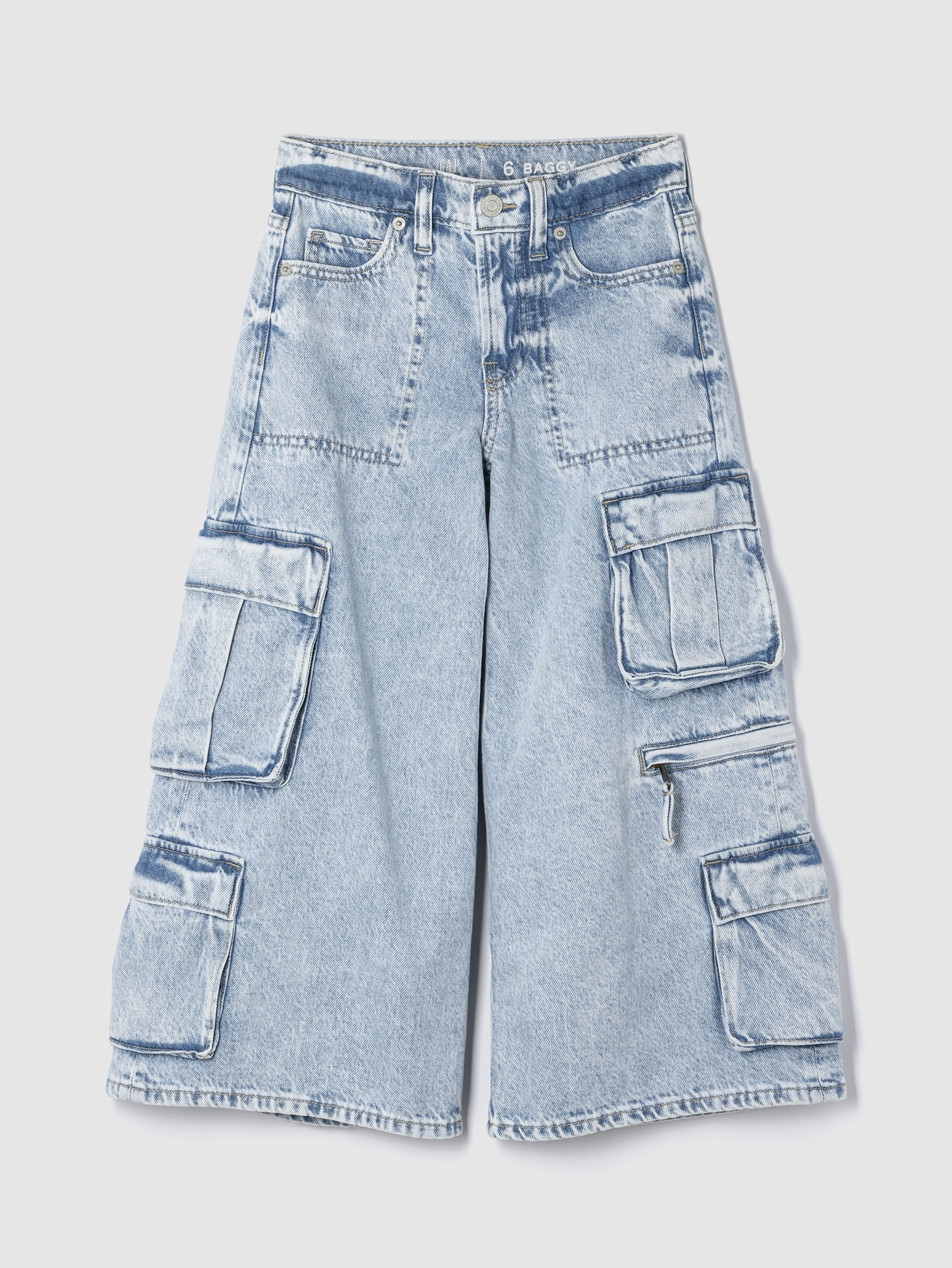 Dziecięce jeansy cargo baggy Mid Rise