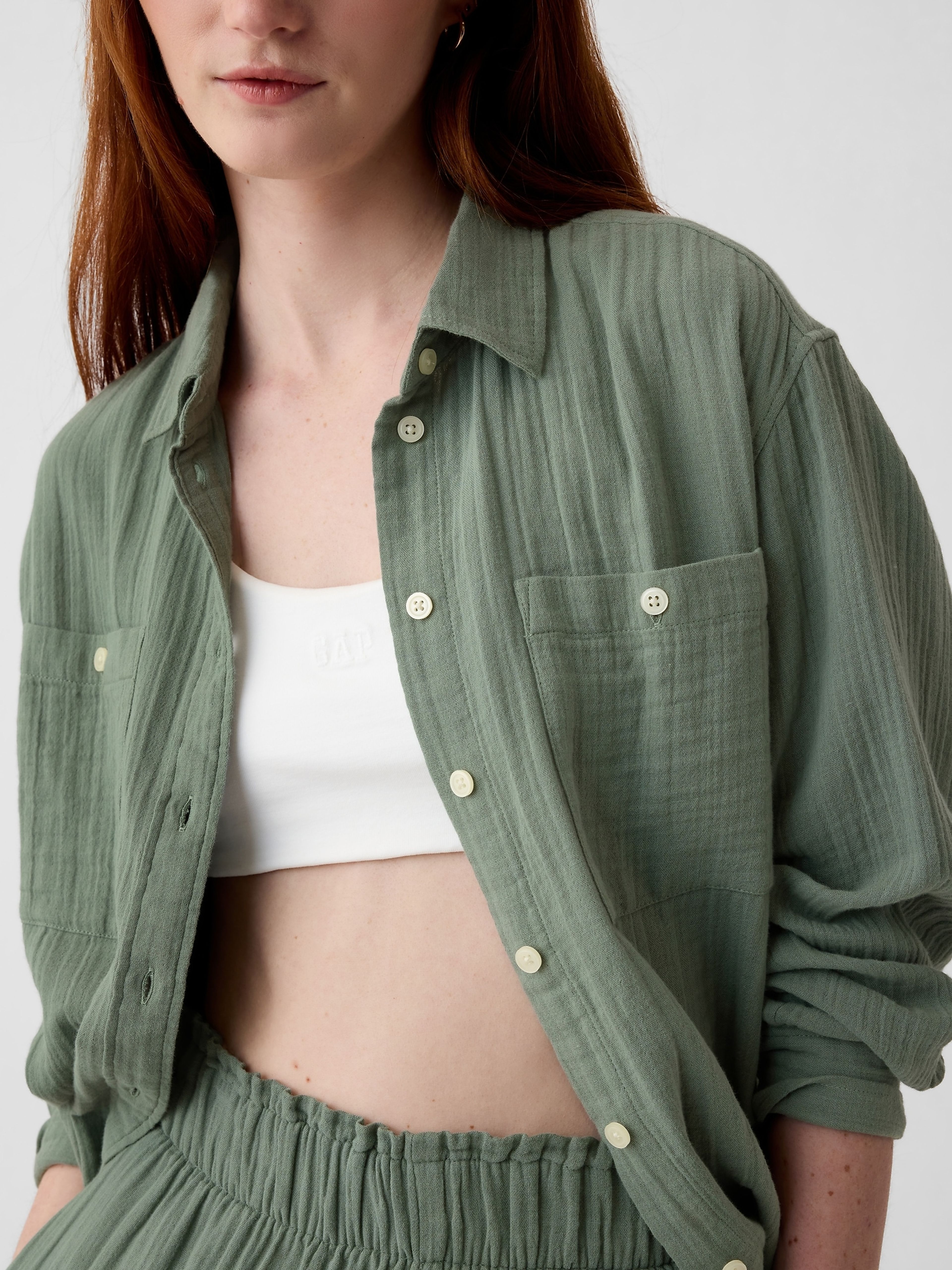 Mušelínová košeľa oversize - 004