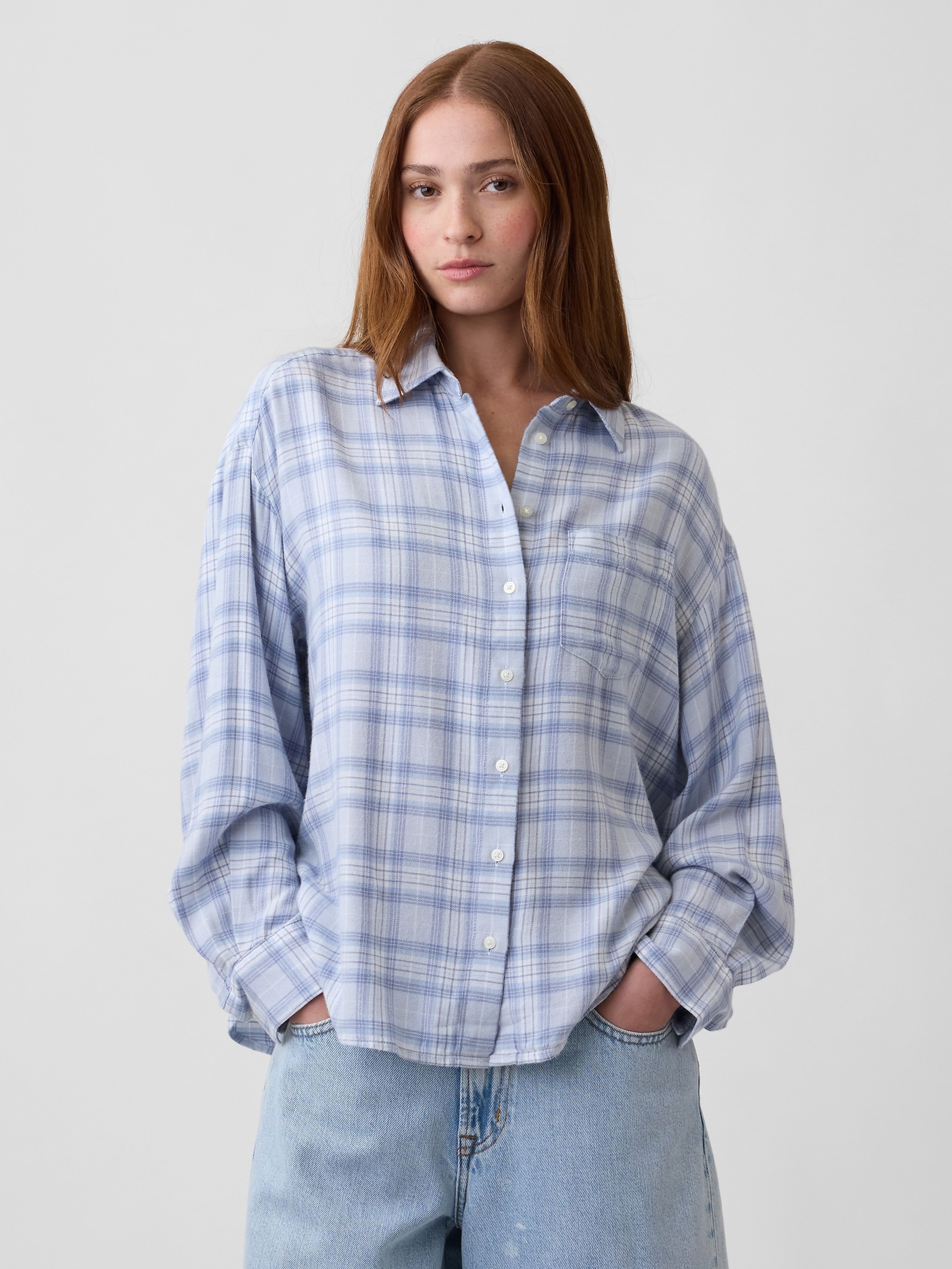 Flanellen oversized overhemd - 001