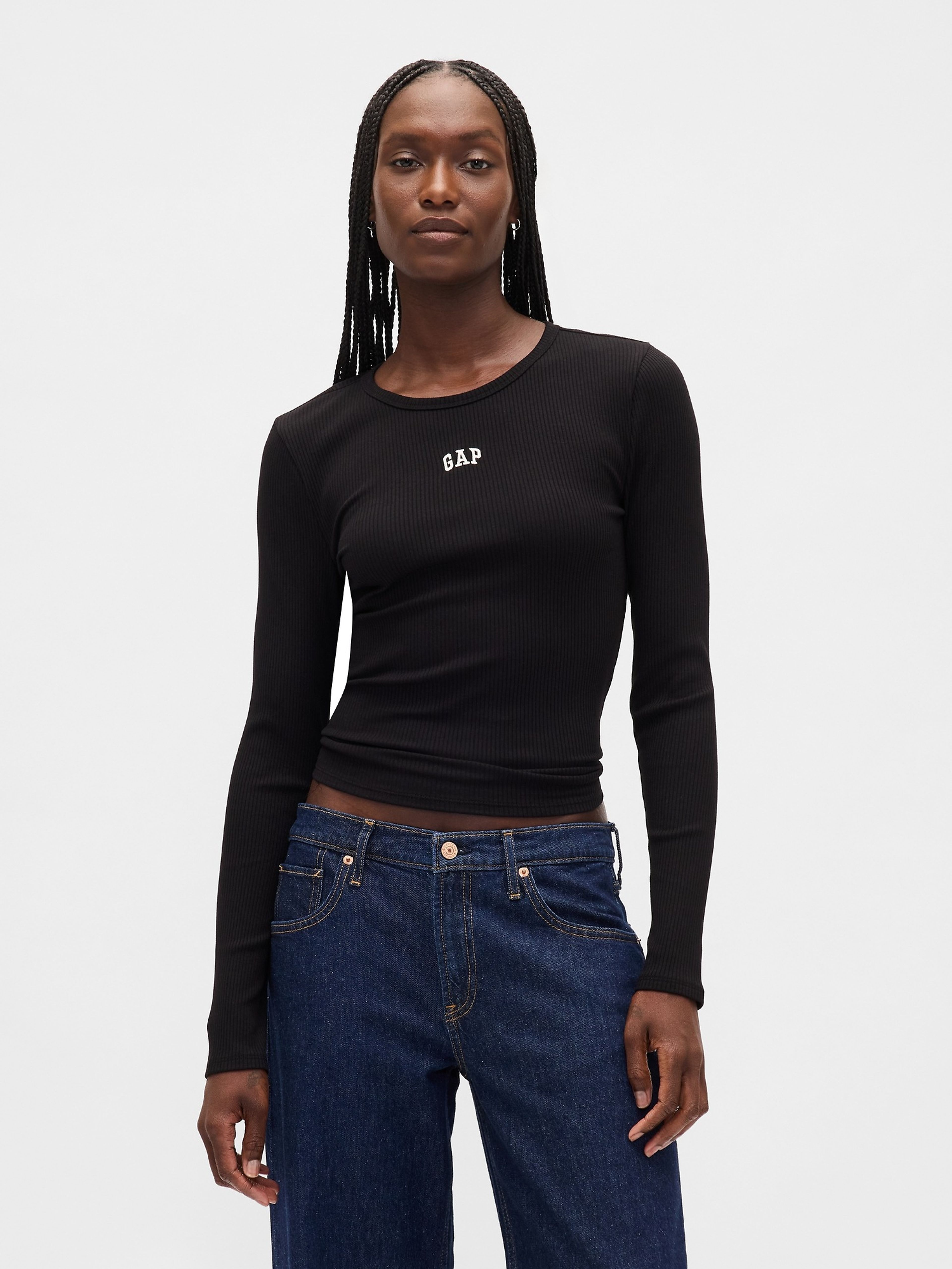 Damen-Ripp-T-Shirt mit Logo