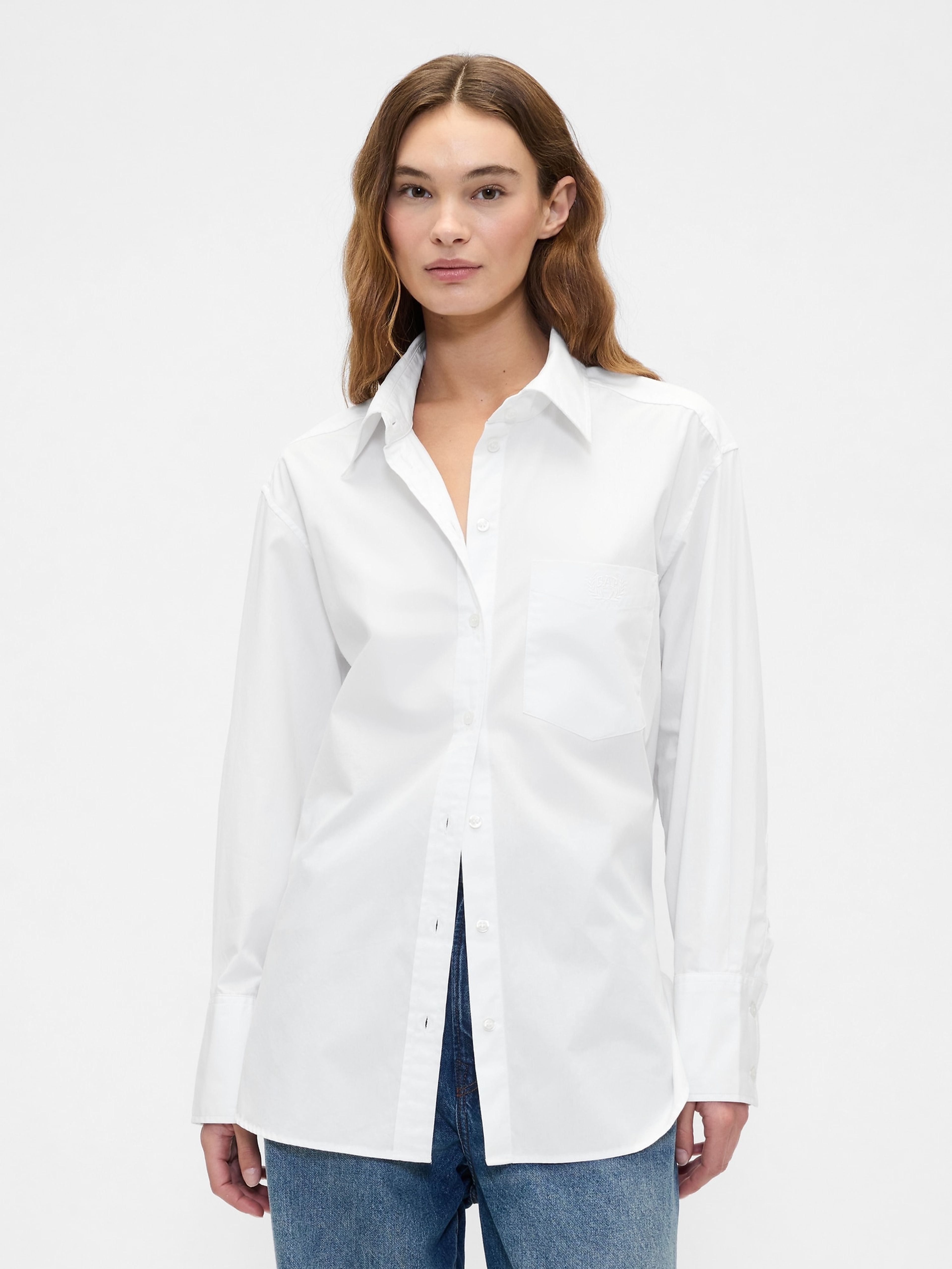 Damen-Oversize-Popeline-Hemd Big Shirt