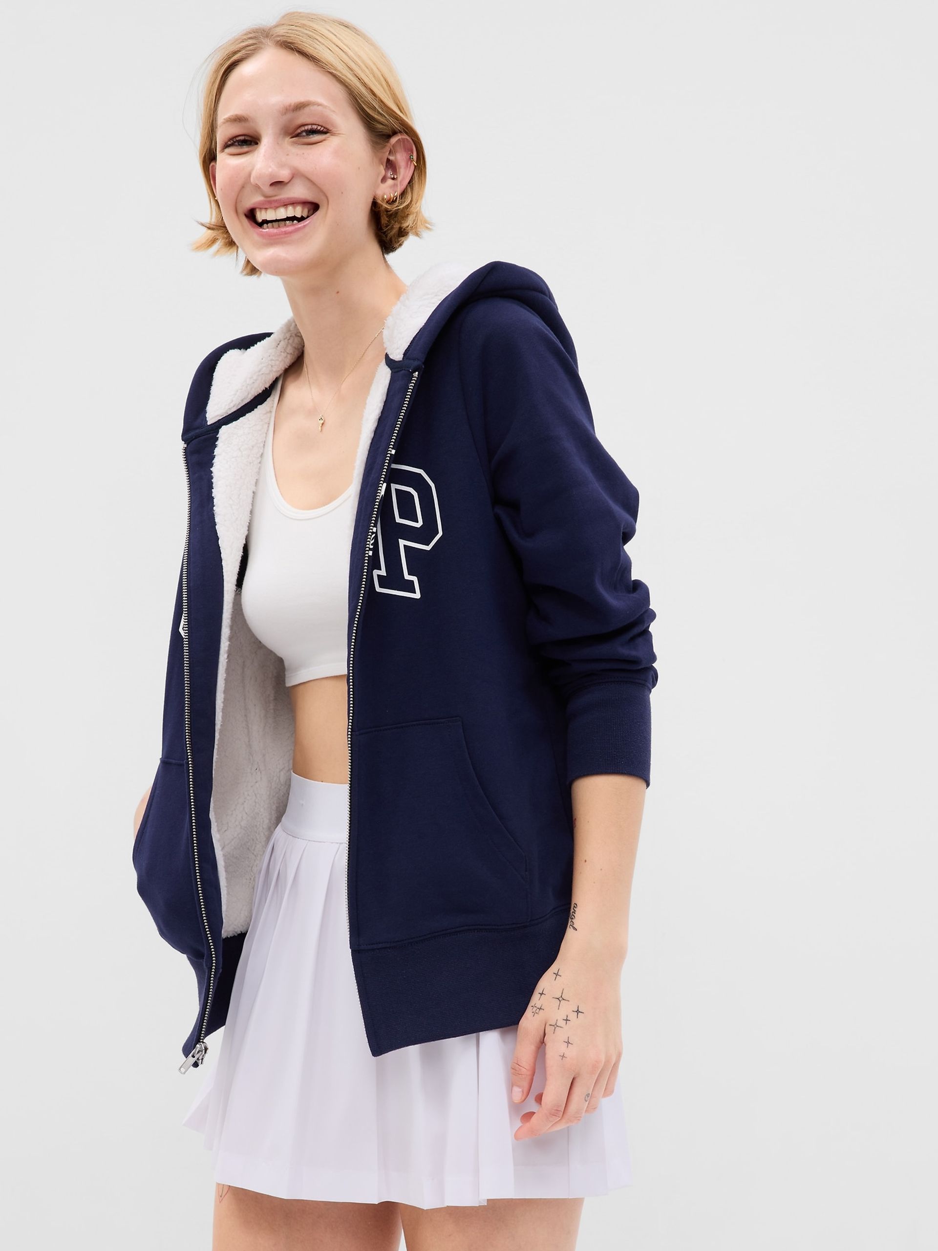 Ocieplana bluza sherpa z logo - 001