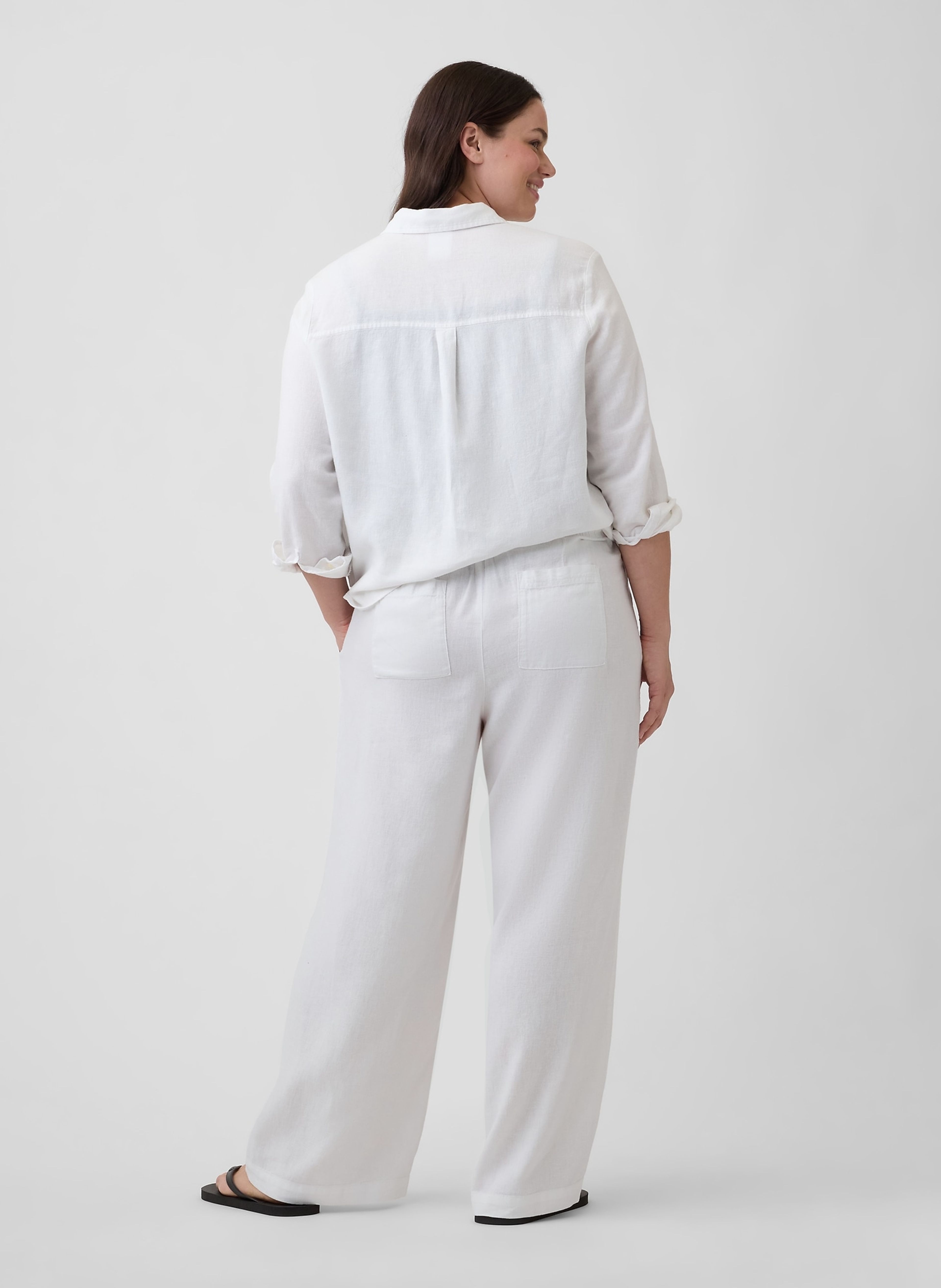 Wide-Leg nadrág lenkeverékből - 006