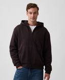 Zateplená sherpa mikina s logom-Hnedá - 003