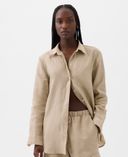 Ľanová košeľa Boyfriend Shirt-Béžová - 002