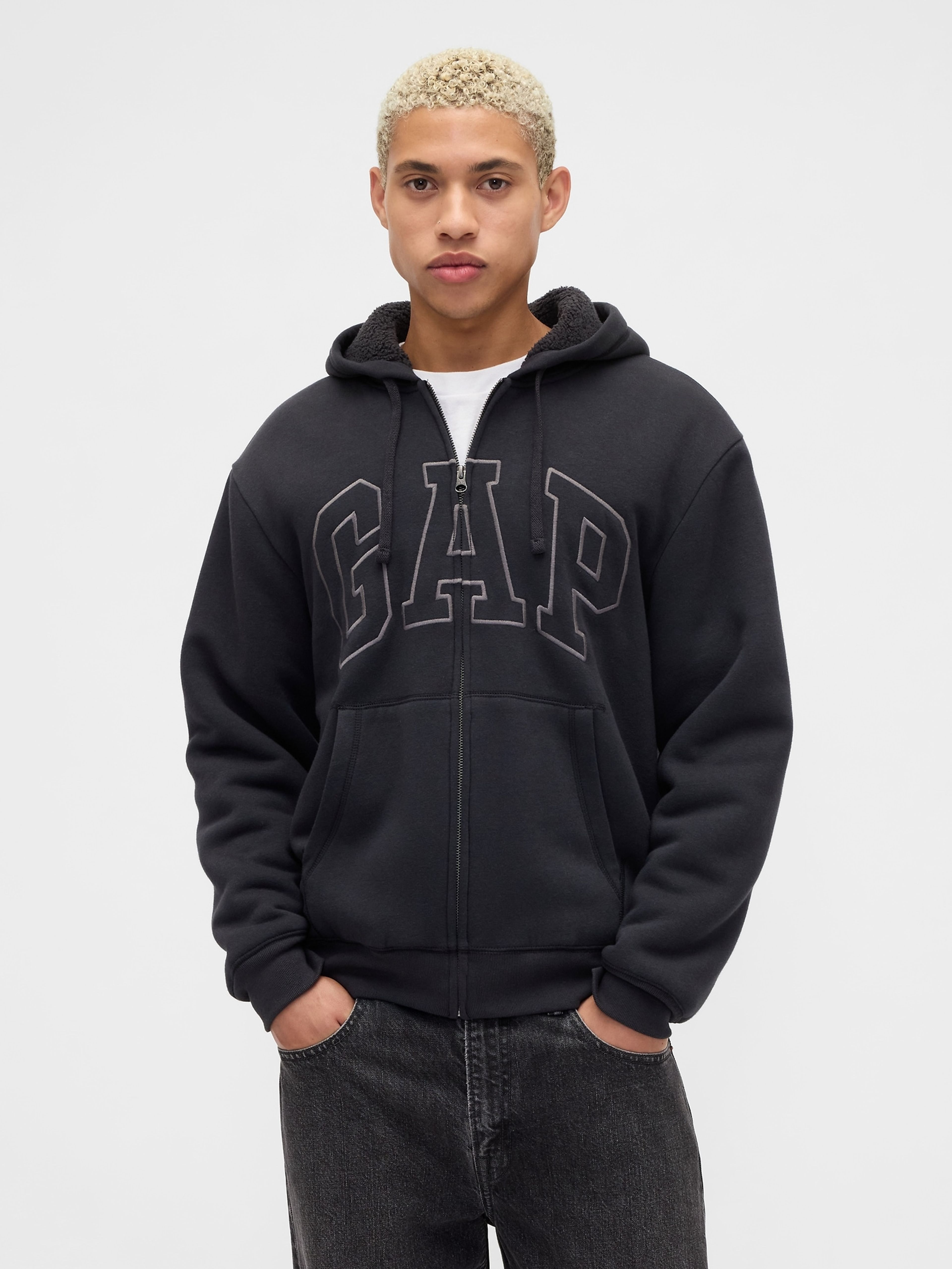 Herren-Gefütterter Sweatshirt mit Logo