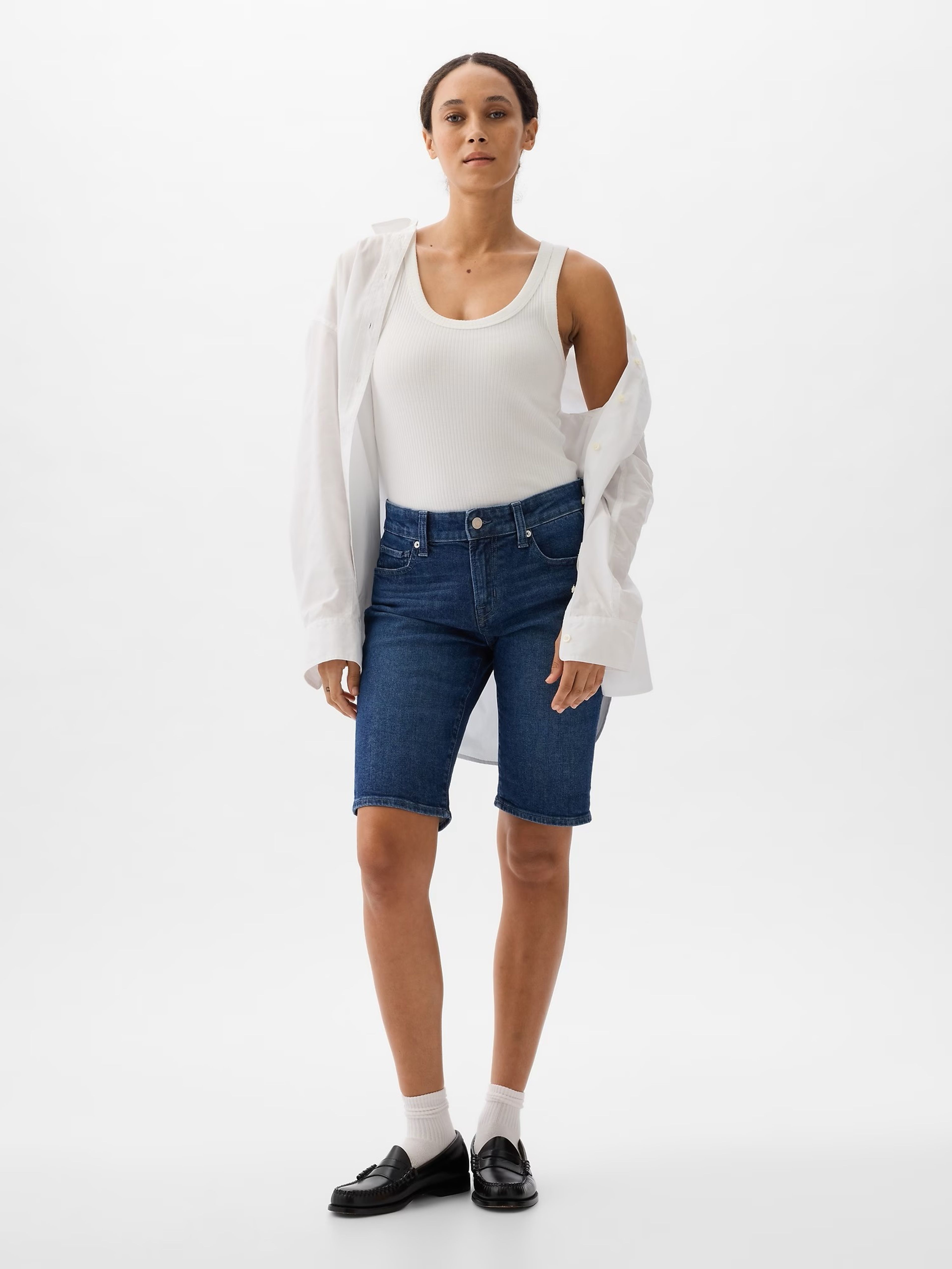 Pantaloni scurți denim mid rise