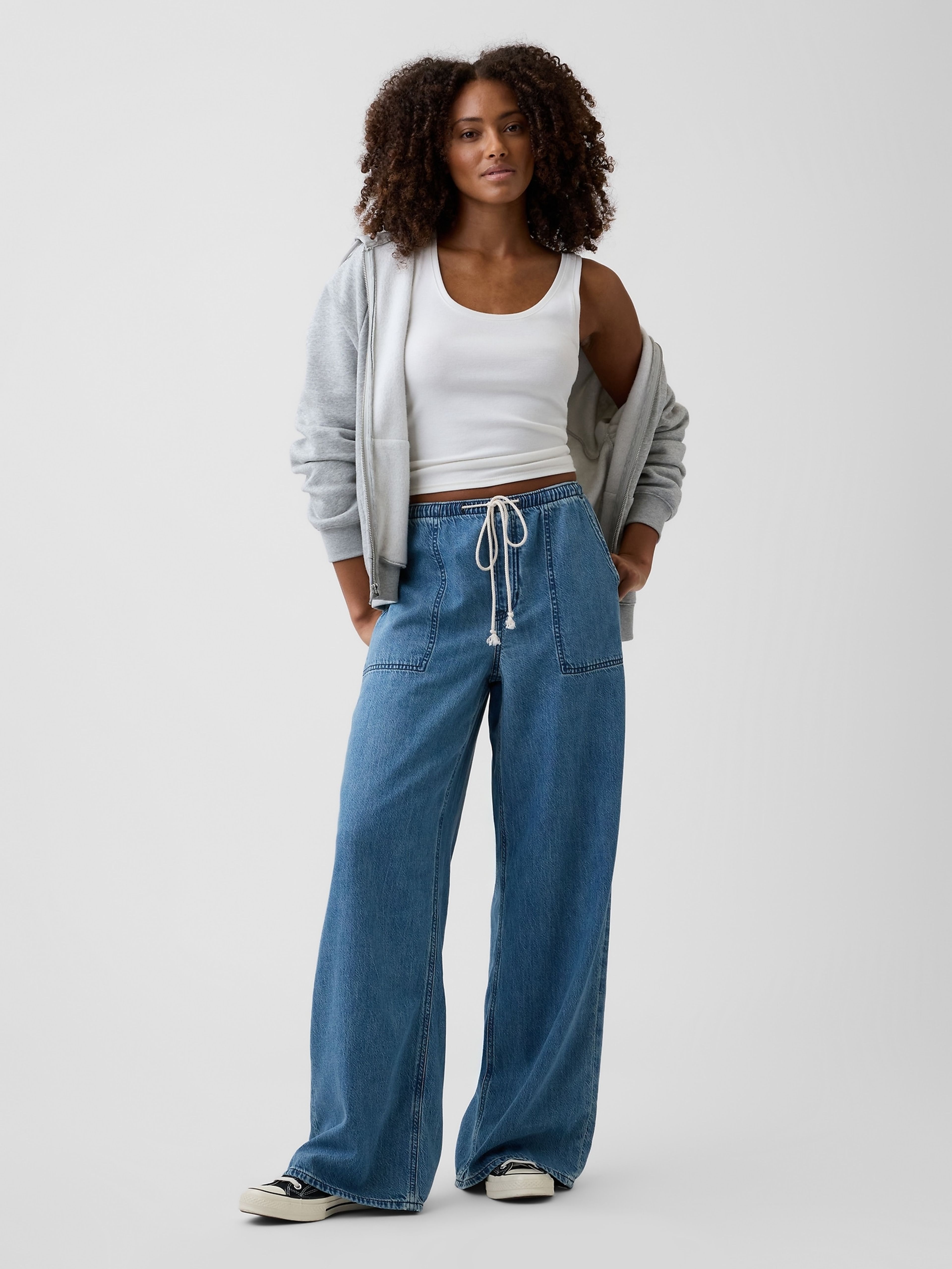 Denim wide-leg Mid Rise SuperLight