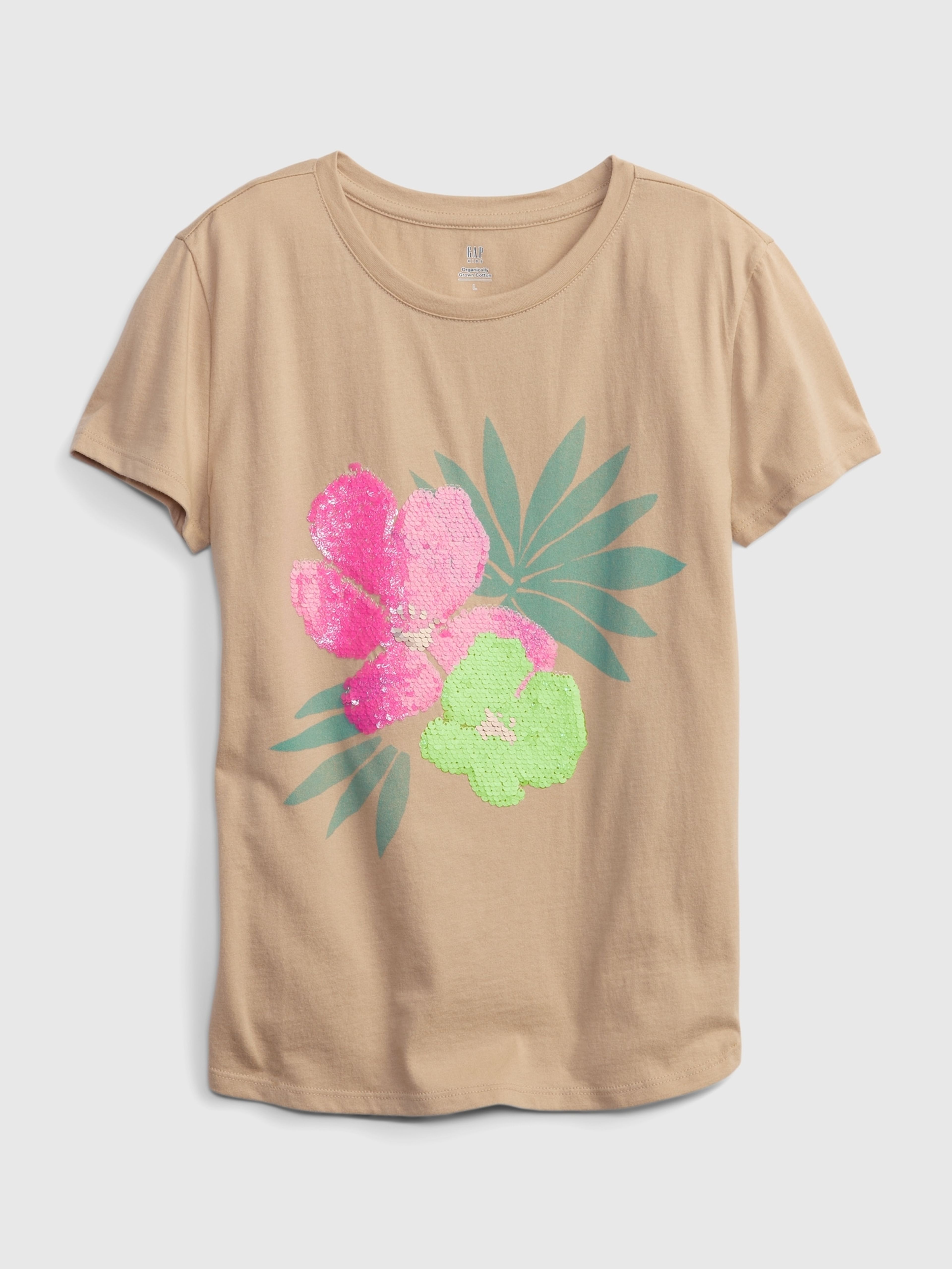 Kinder T-Shirt organic mit Pailletten floral