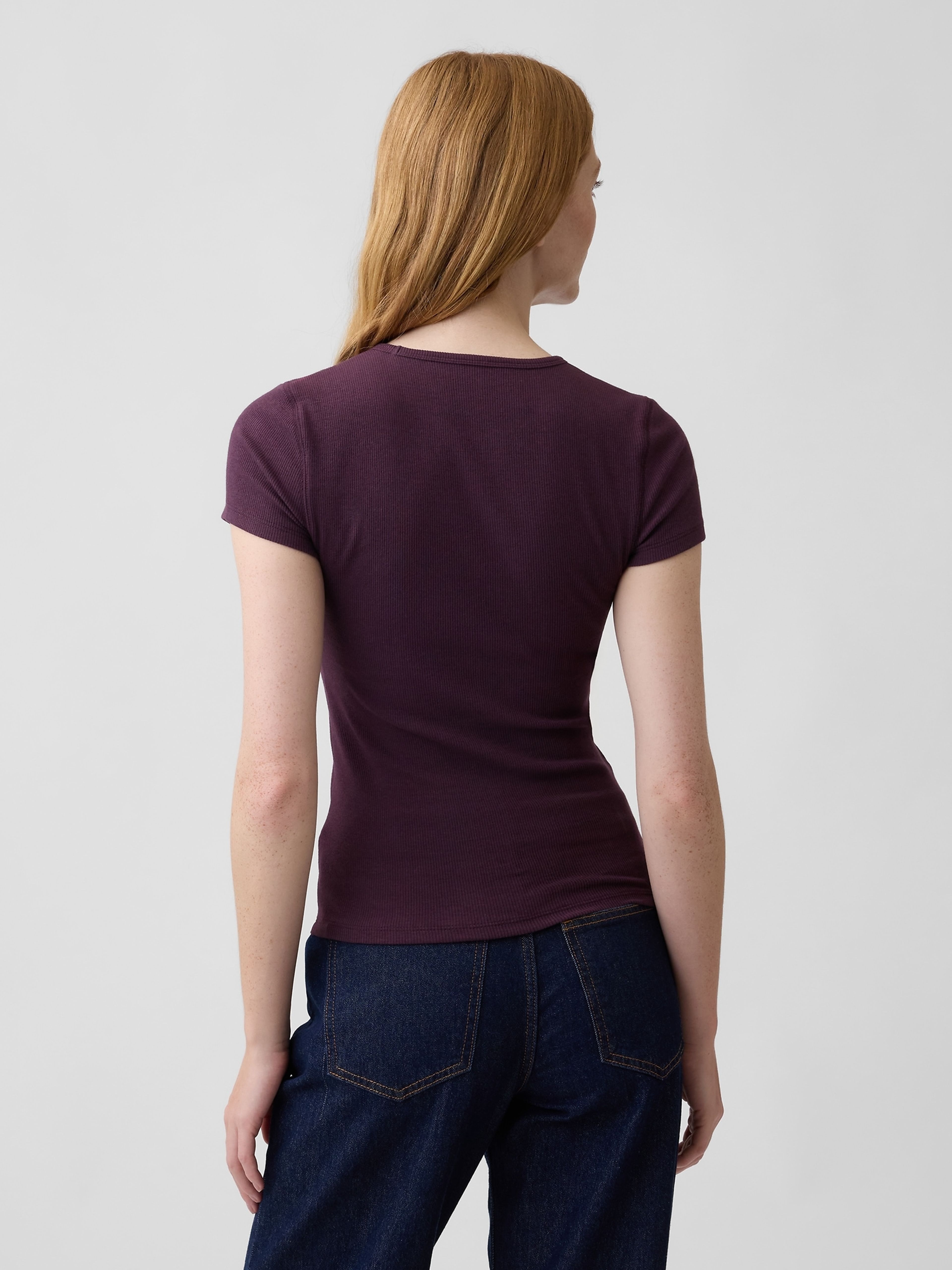 T-shirt côtelé avec logo - 002