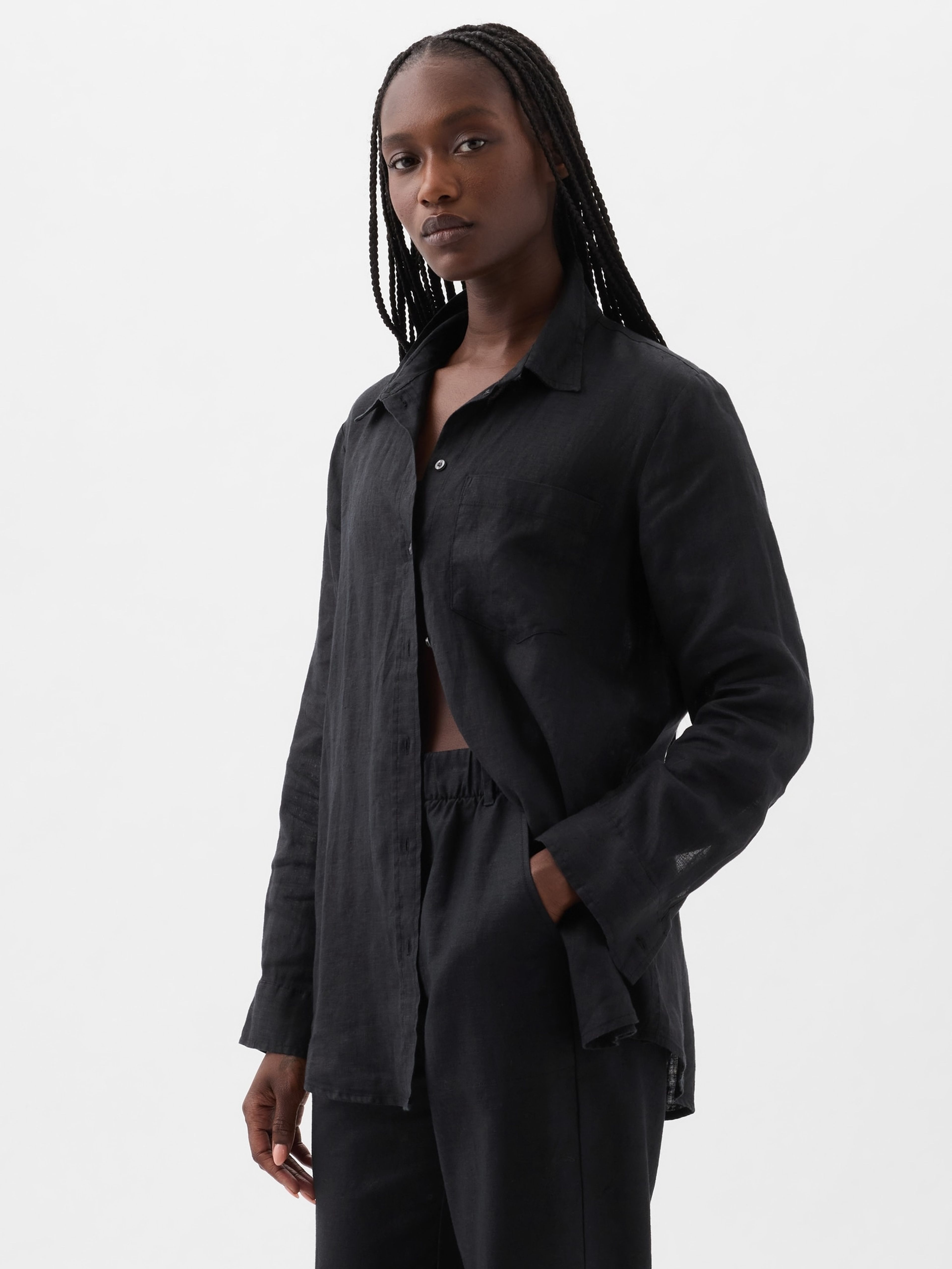Linnen overhemd Boyfriend Shirt - 001