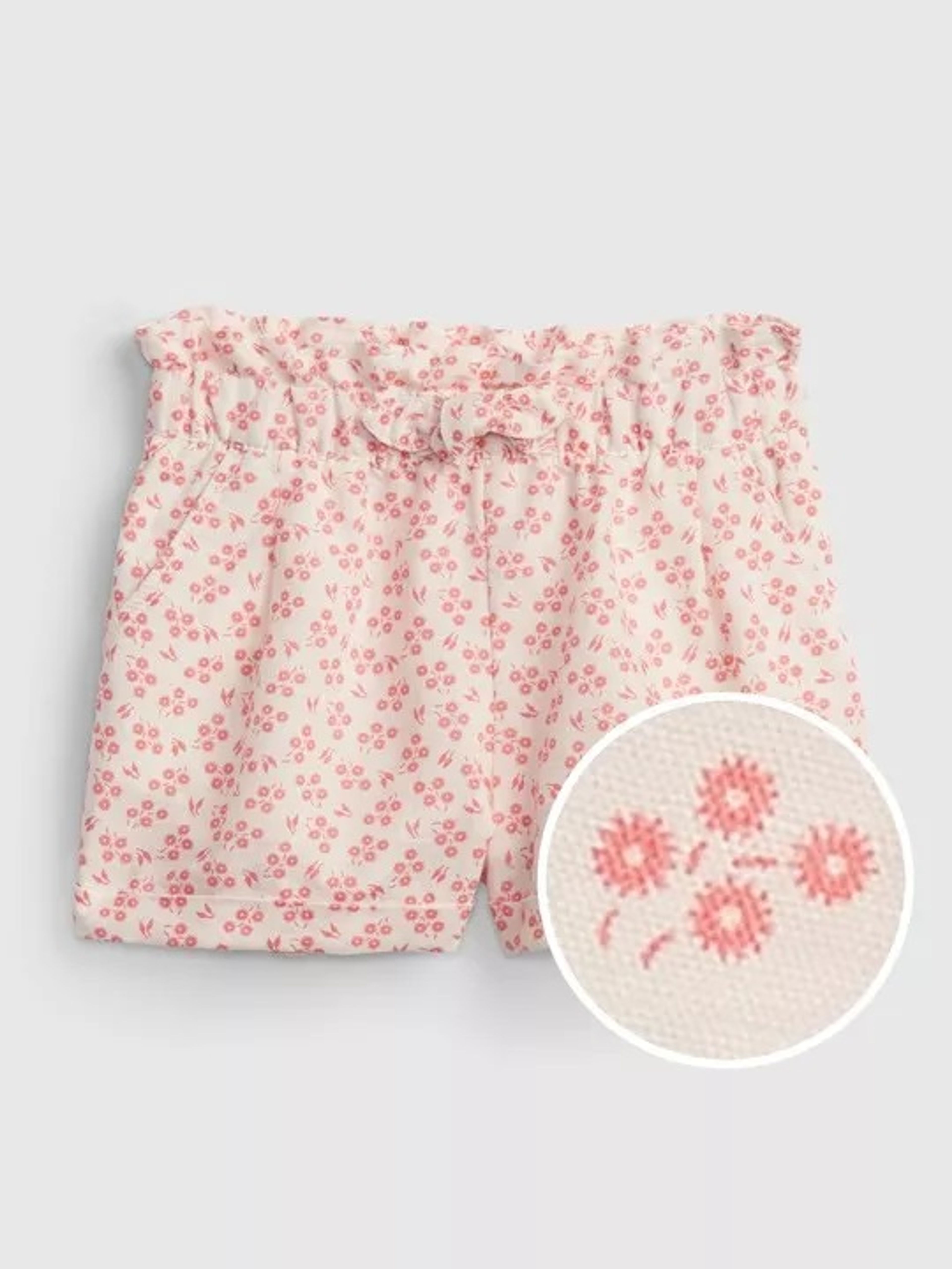 Pantaloni scurți de in cu imprimeu floral pentru copii