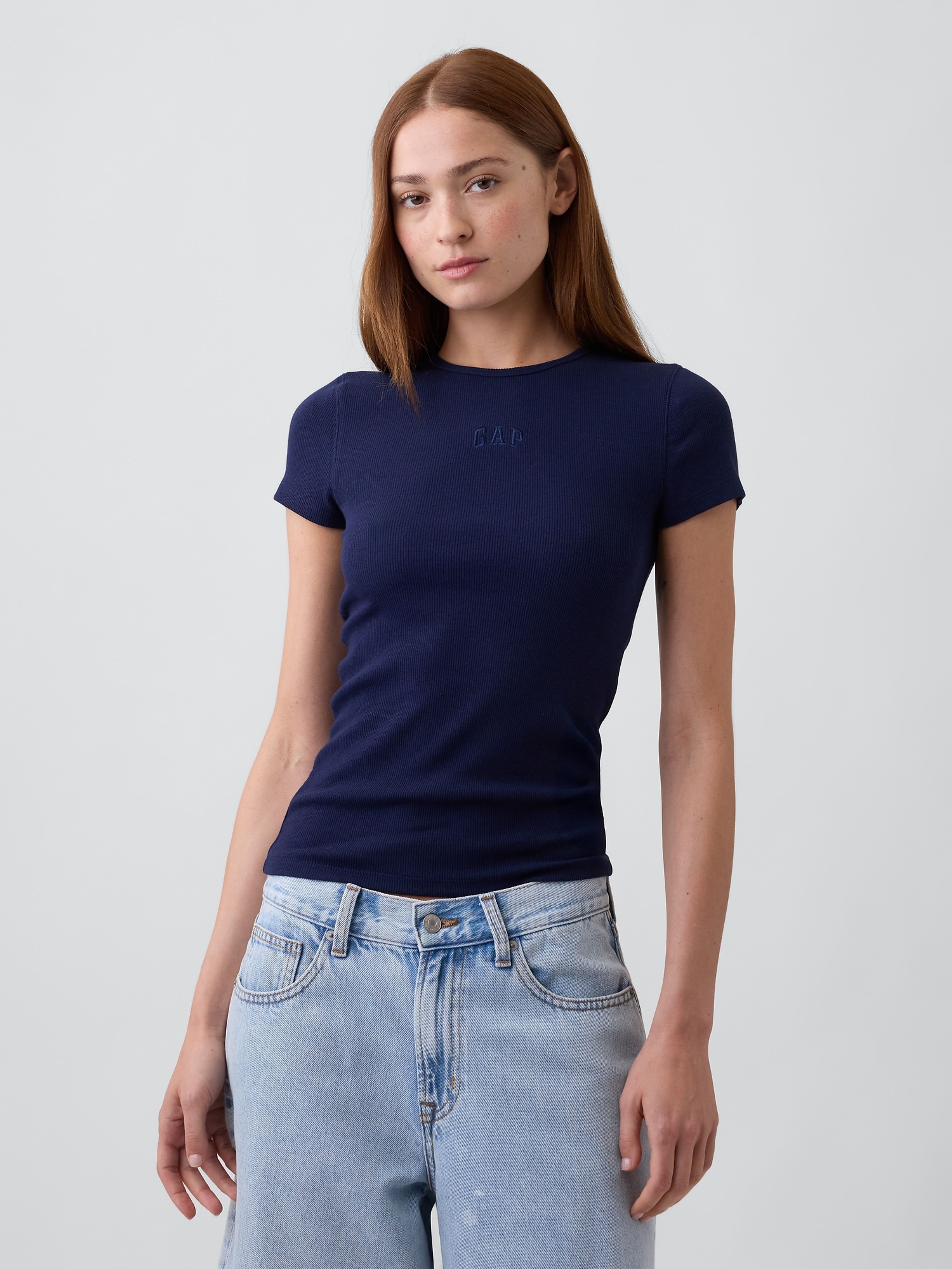 T-shirt côtelé avec logo - 001