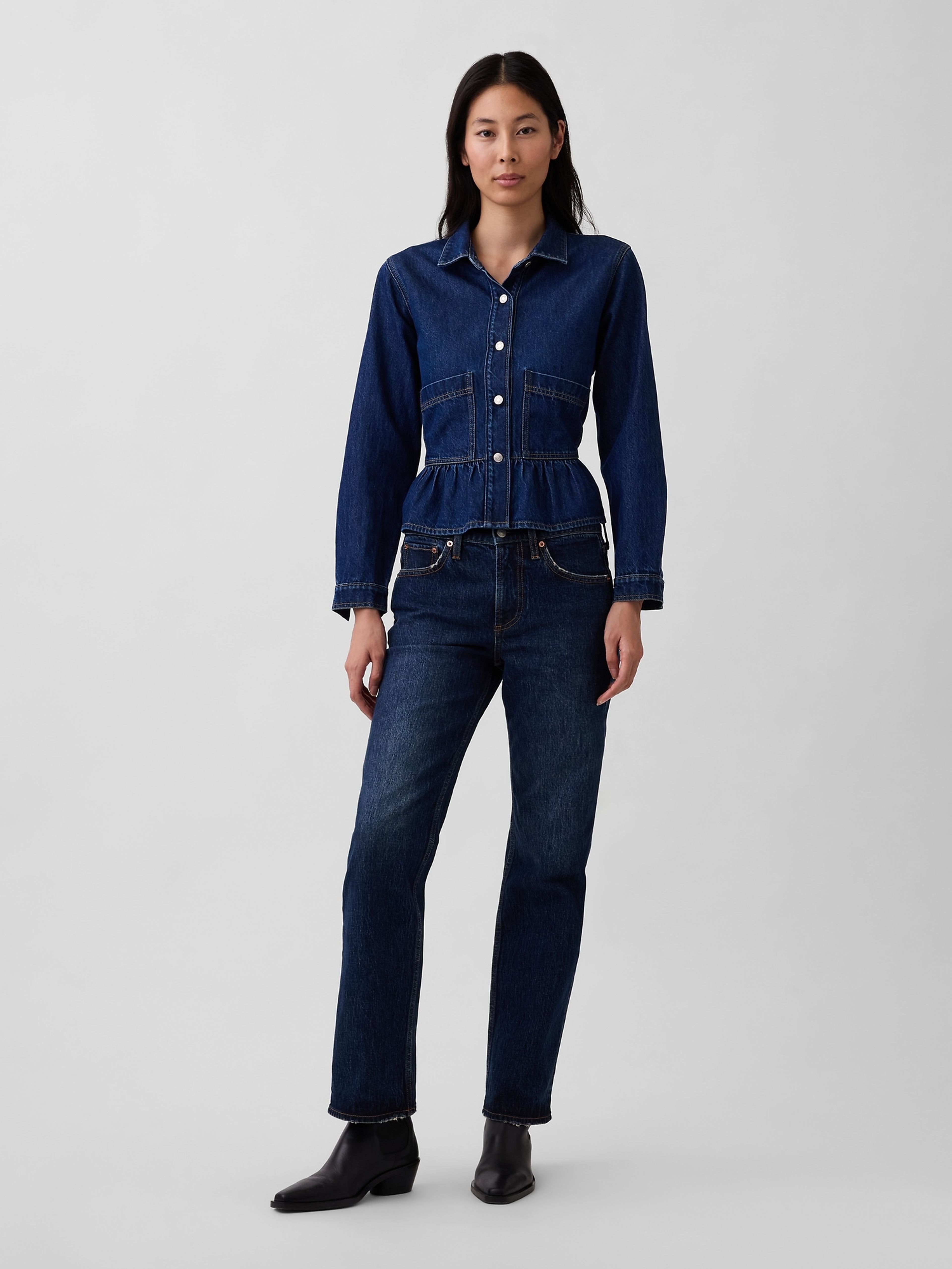 Jean Mid Rise relaxed straight