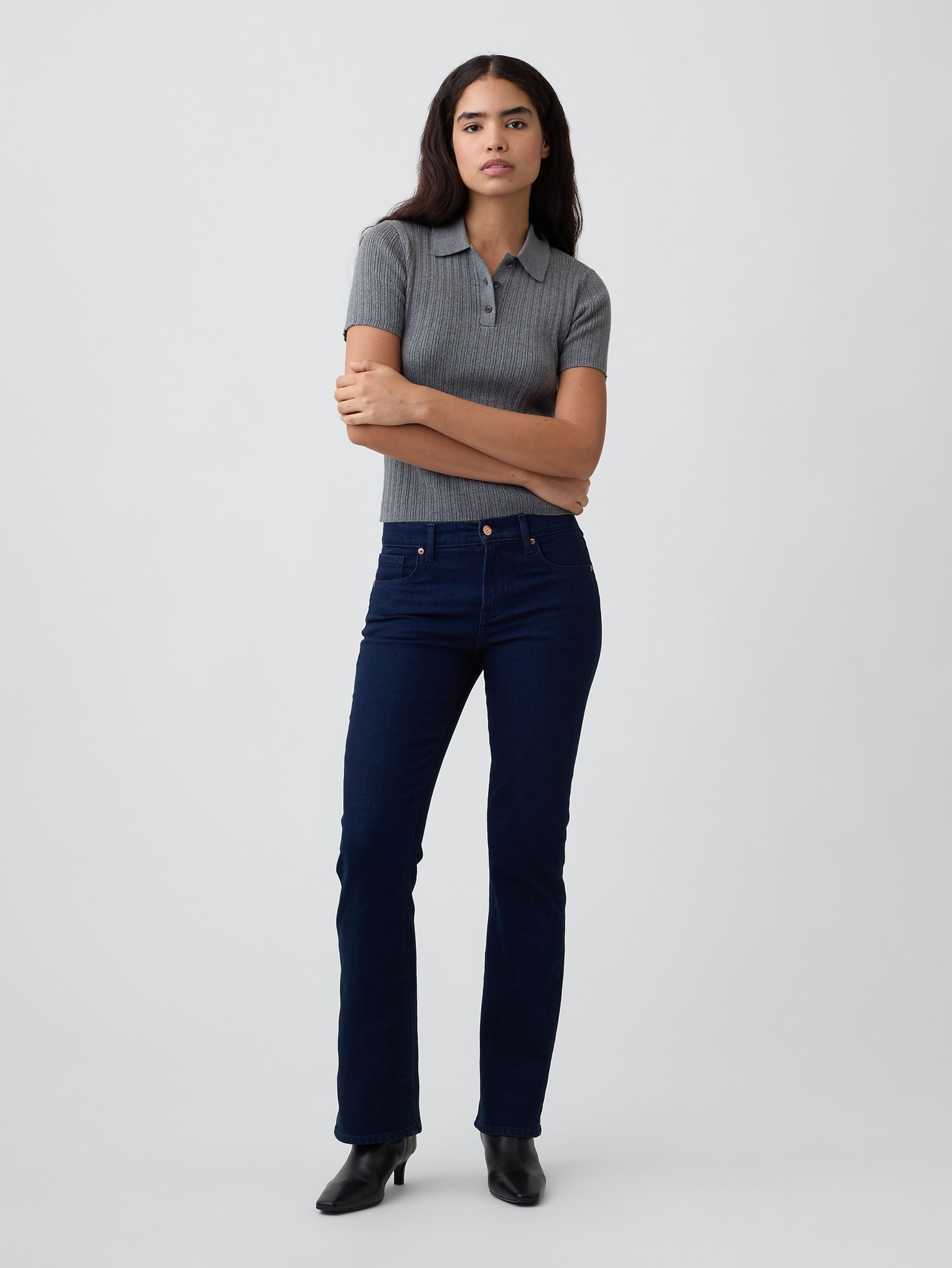 Mid Rise Bootcut Jeans - 001