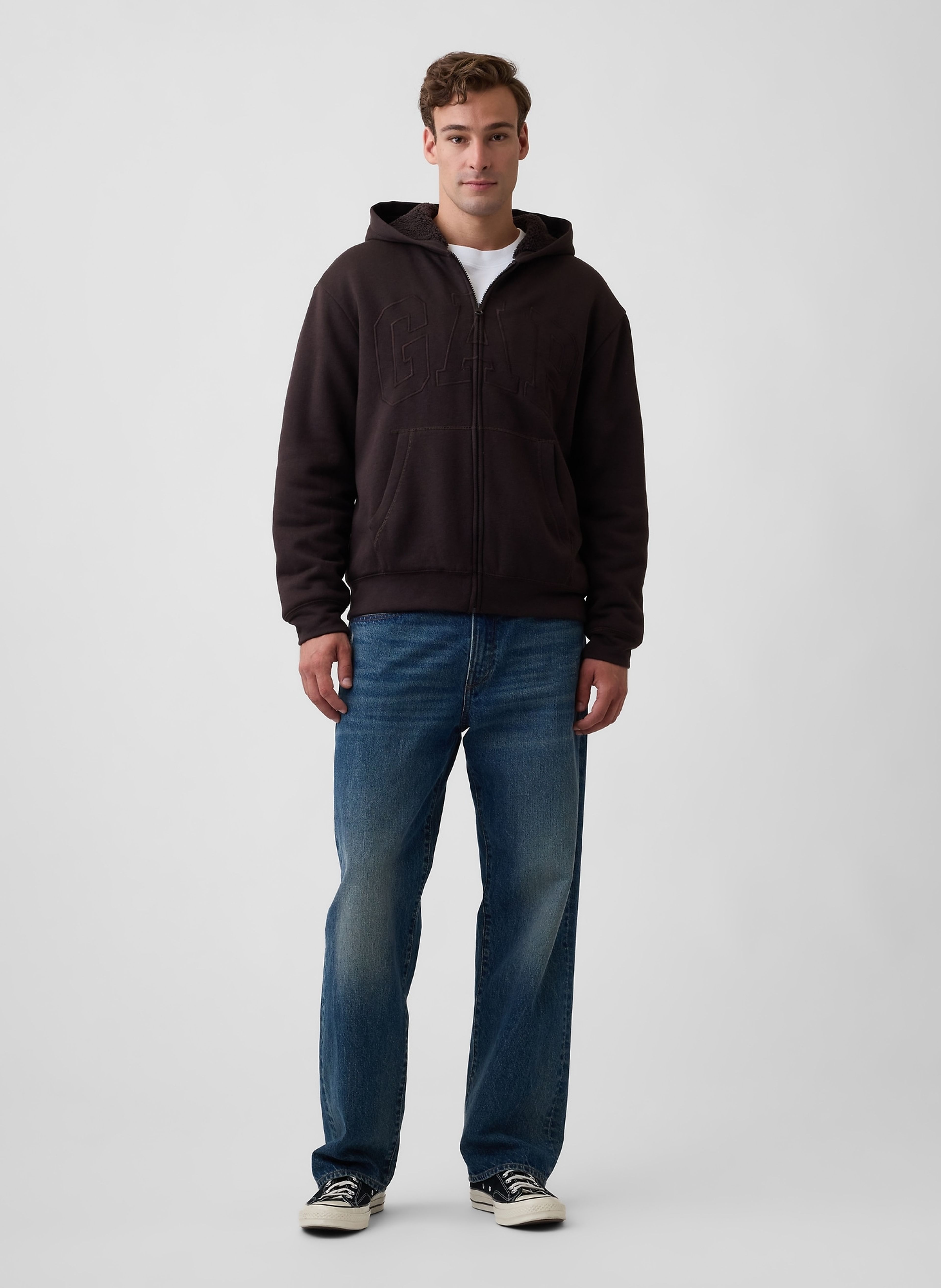Zateplená sherpa mikina s logom - 002