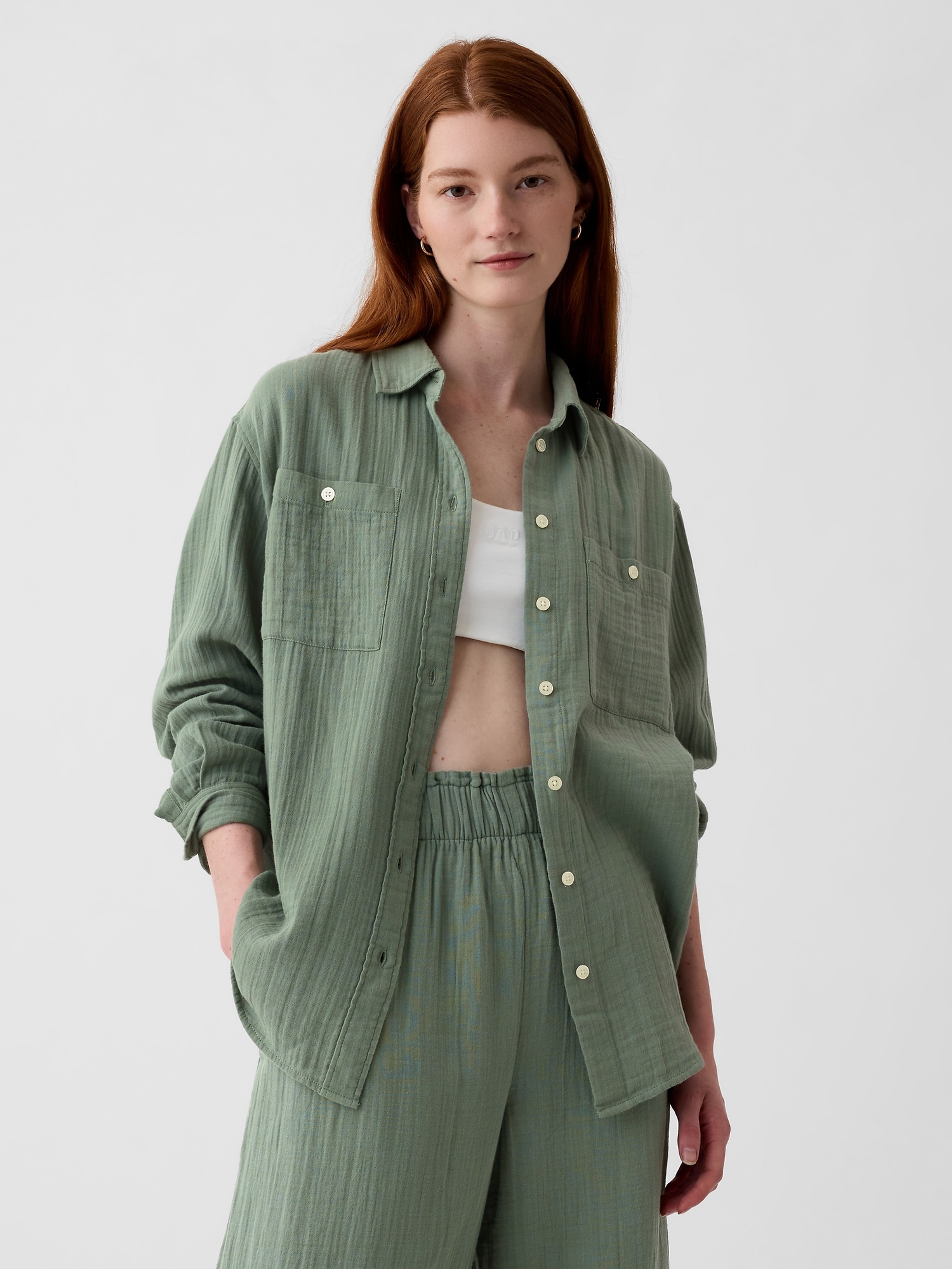 Mušelínová košeľa oversize - 001