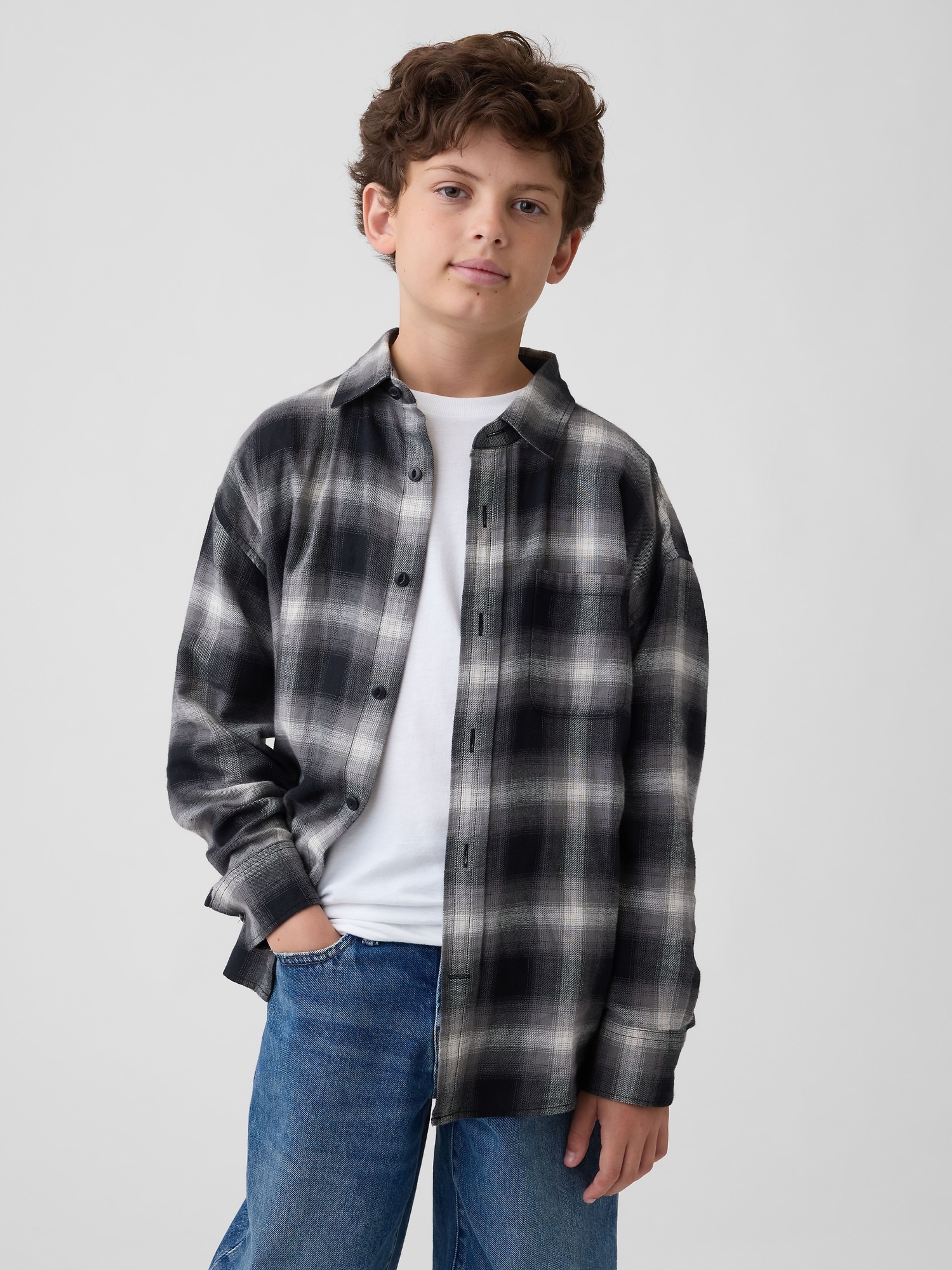 Kinder oversize flanellen overhemd - 003