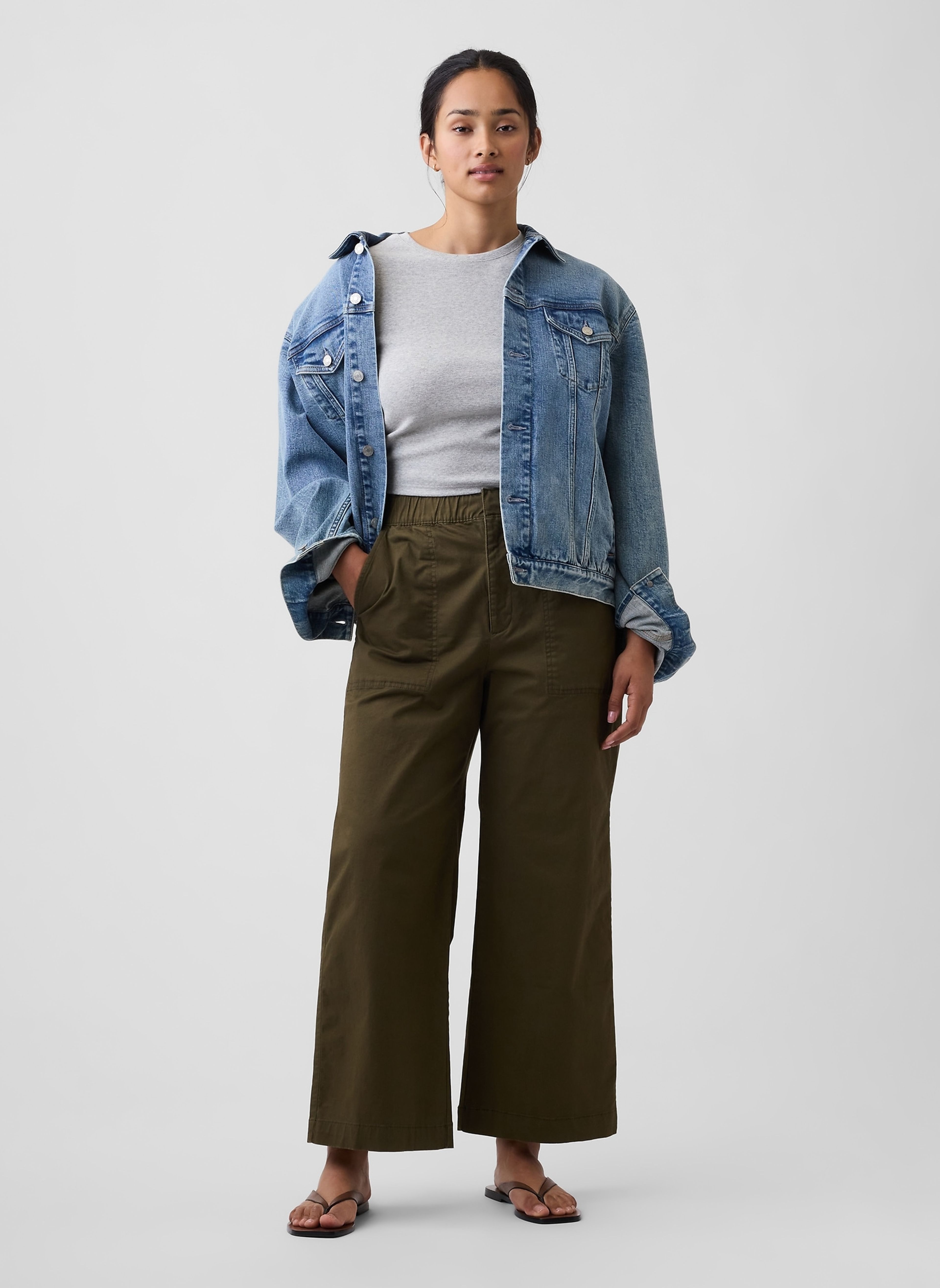Mid Rise Wide-Leg Khakihose - 005