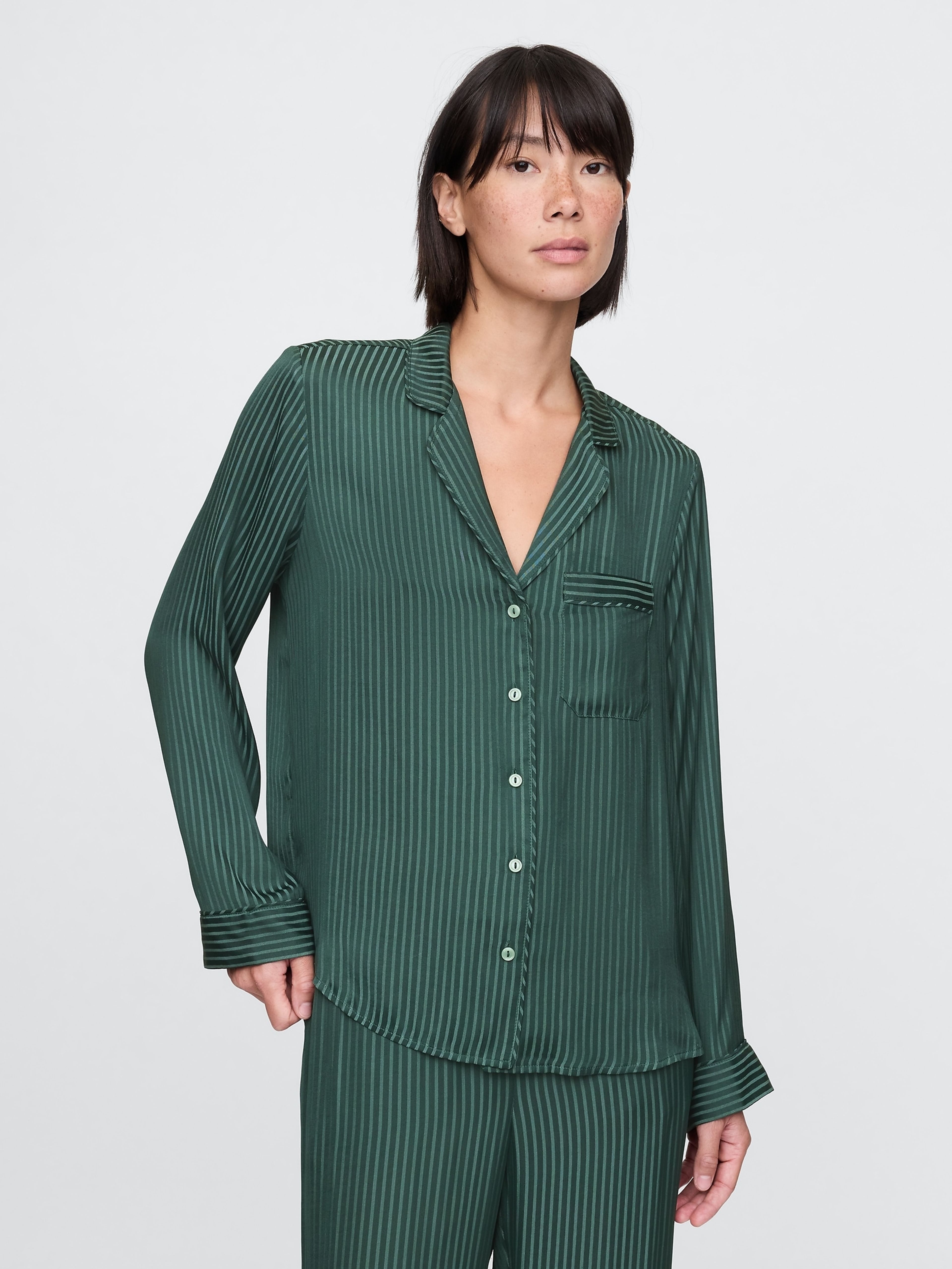 Oversize Satin Pyjama-Hemd