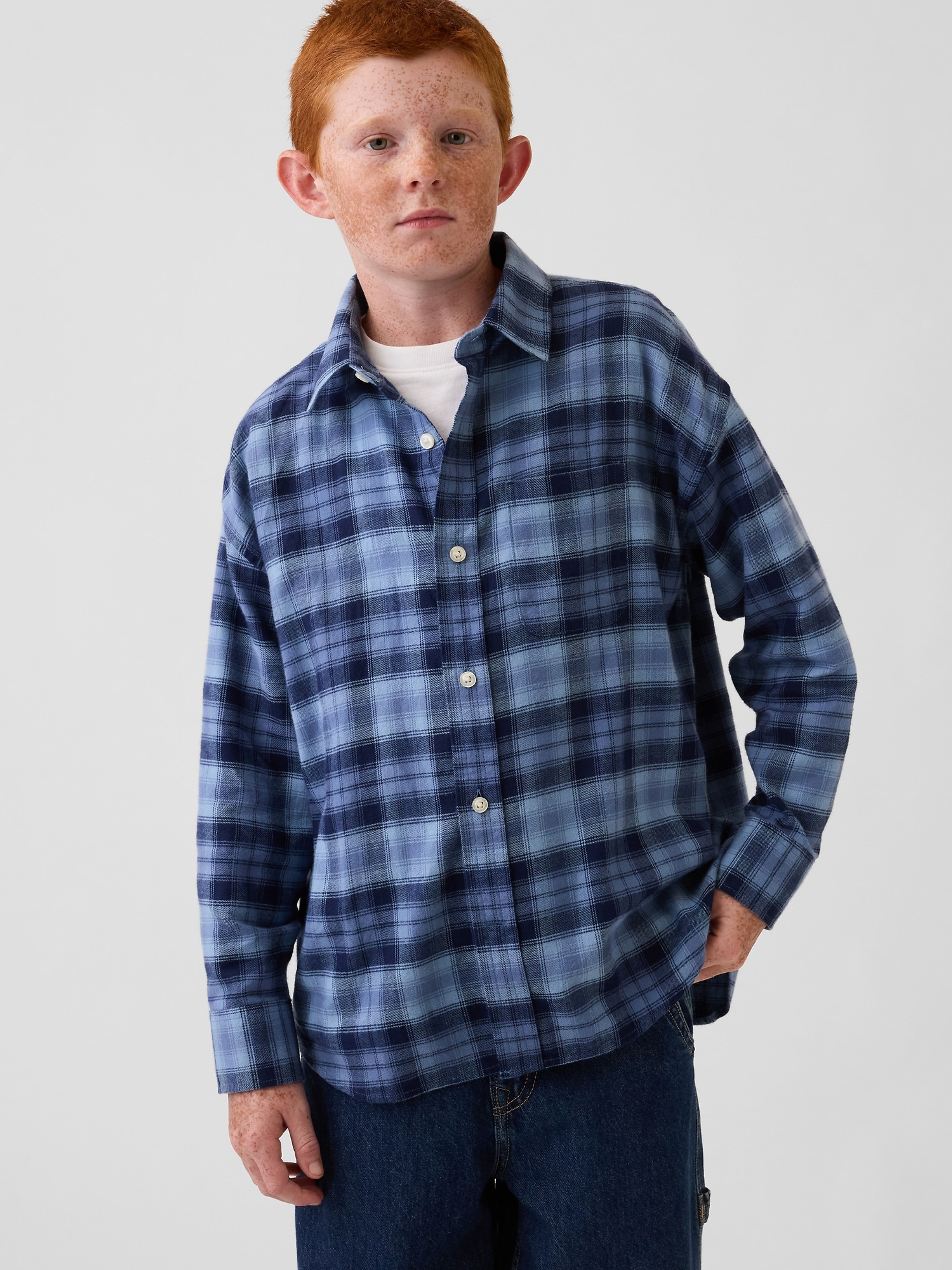 Kinder oversize flanellen overhemd - 003