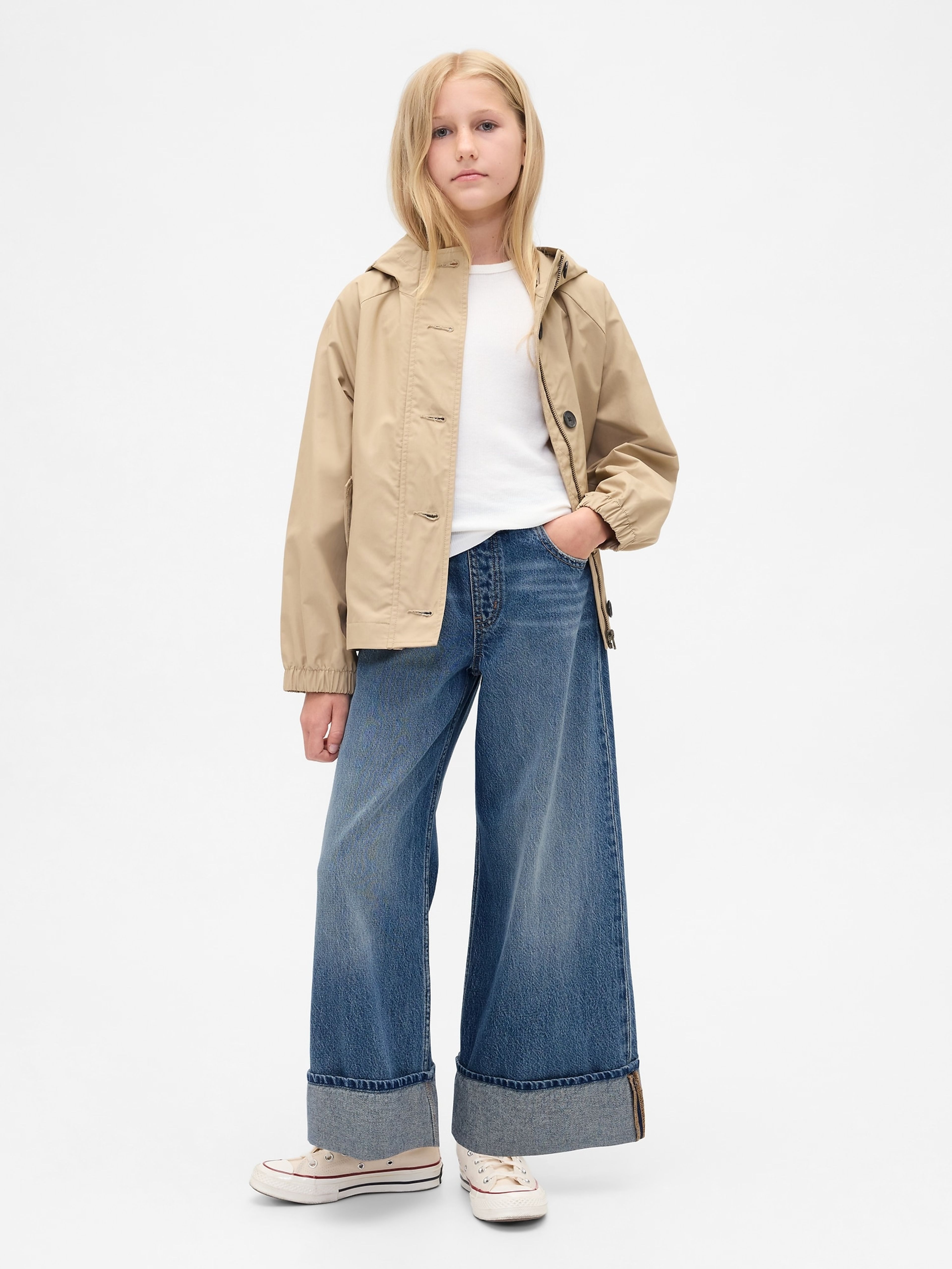 Mädchen-Wide-Leg-Baggy-Jeans