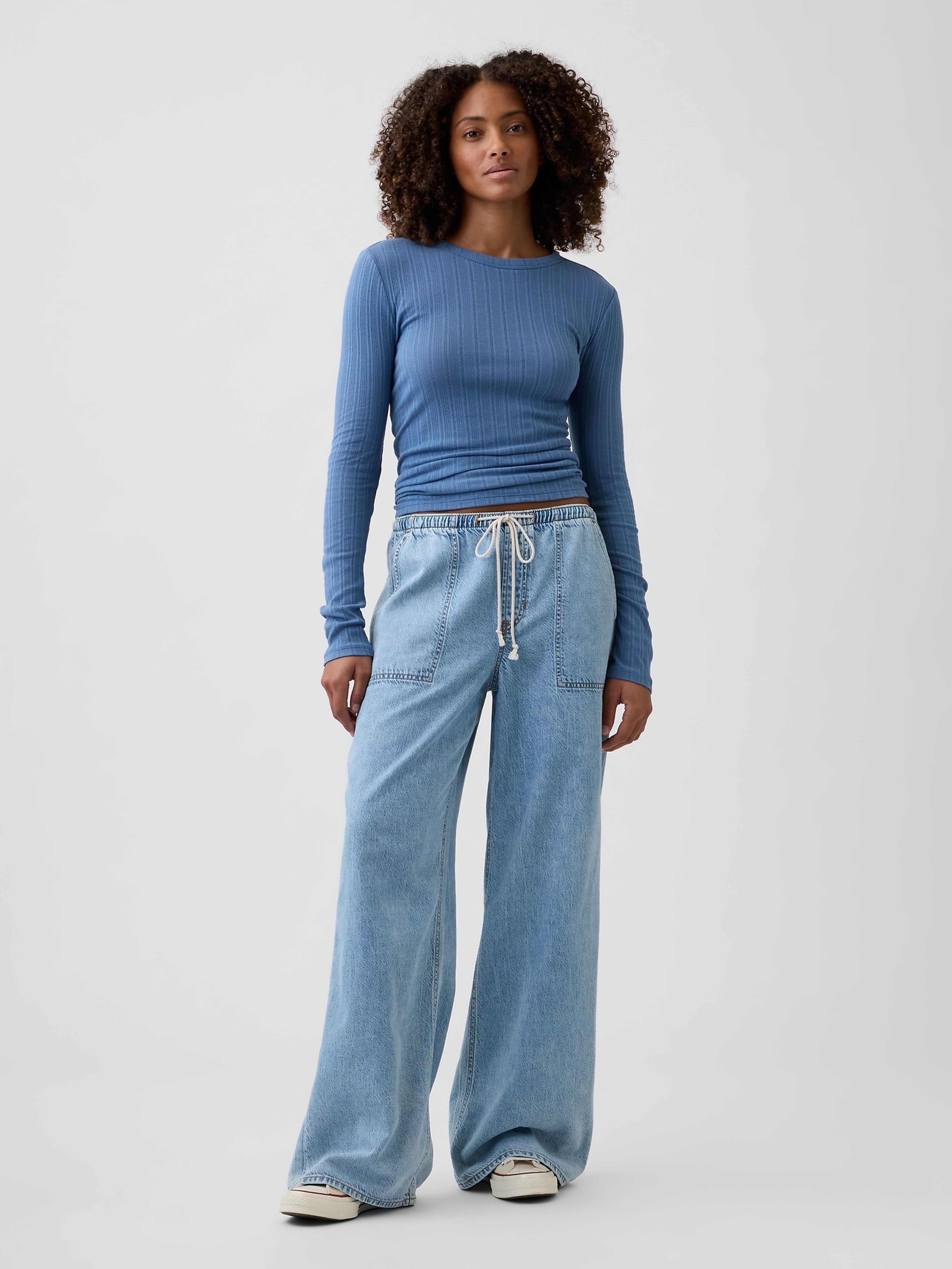 Denim wide-leg Mid Rise Soft
