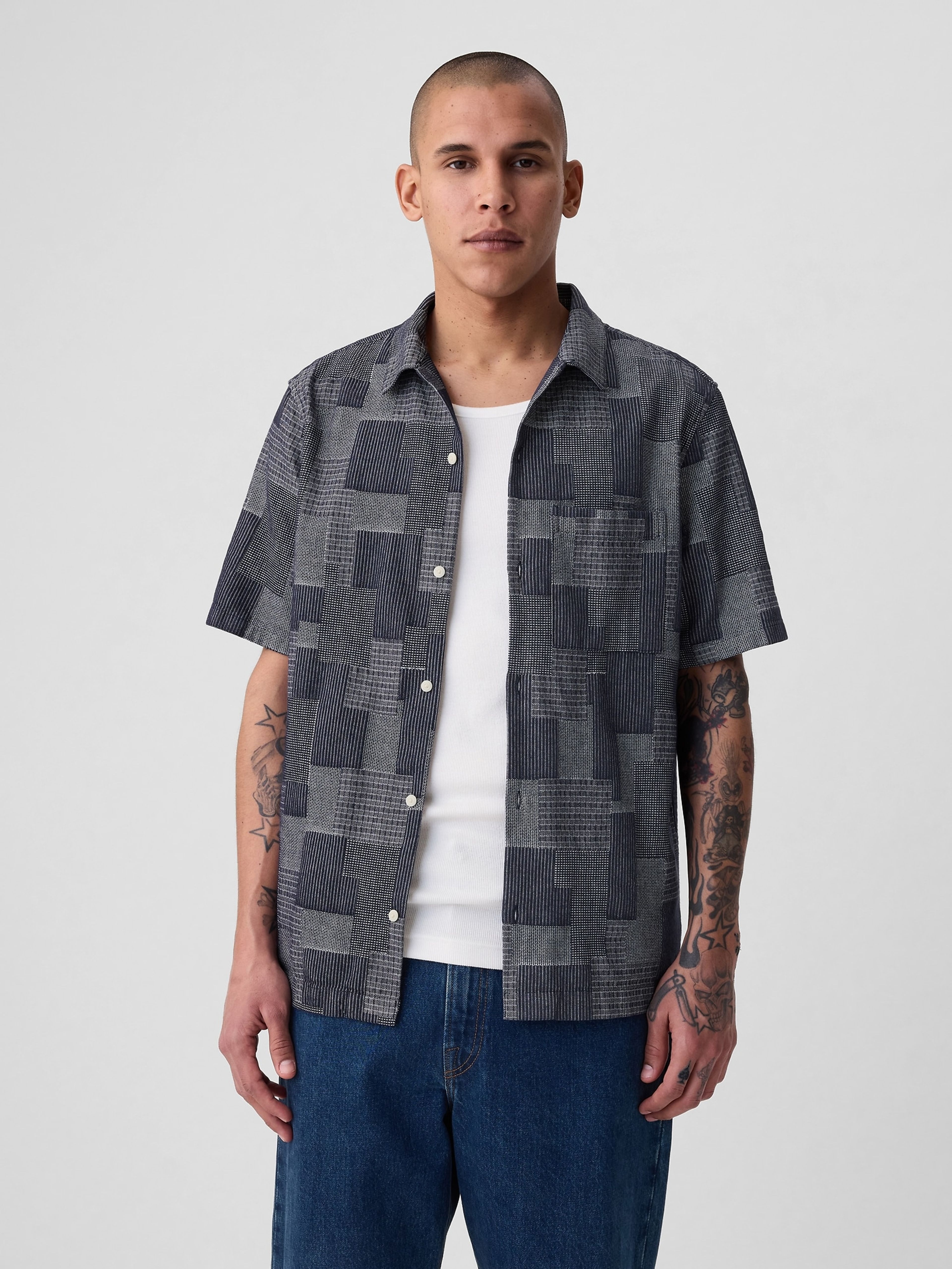 Baumwoll-Patchwork-Shirt