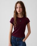 Dziecięcy prążkowany T-shirt-Czerwony - 001