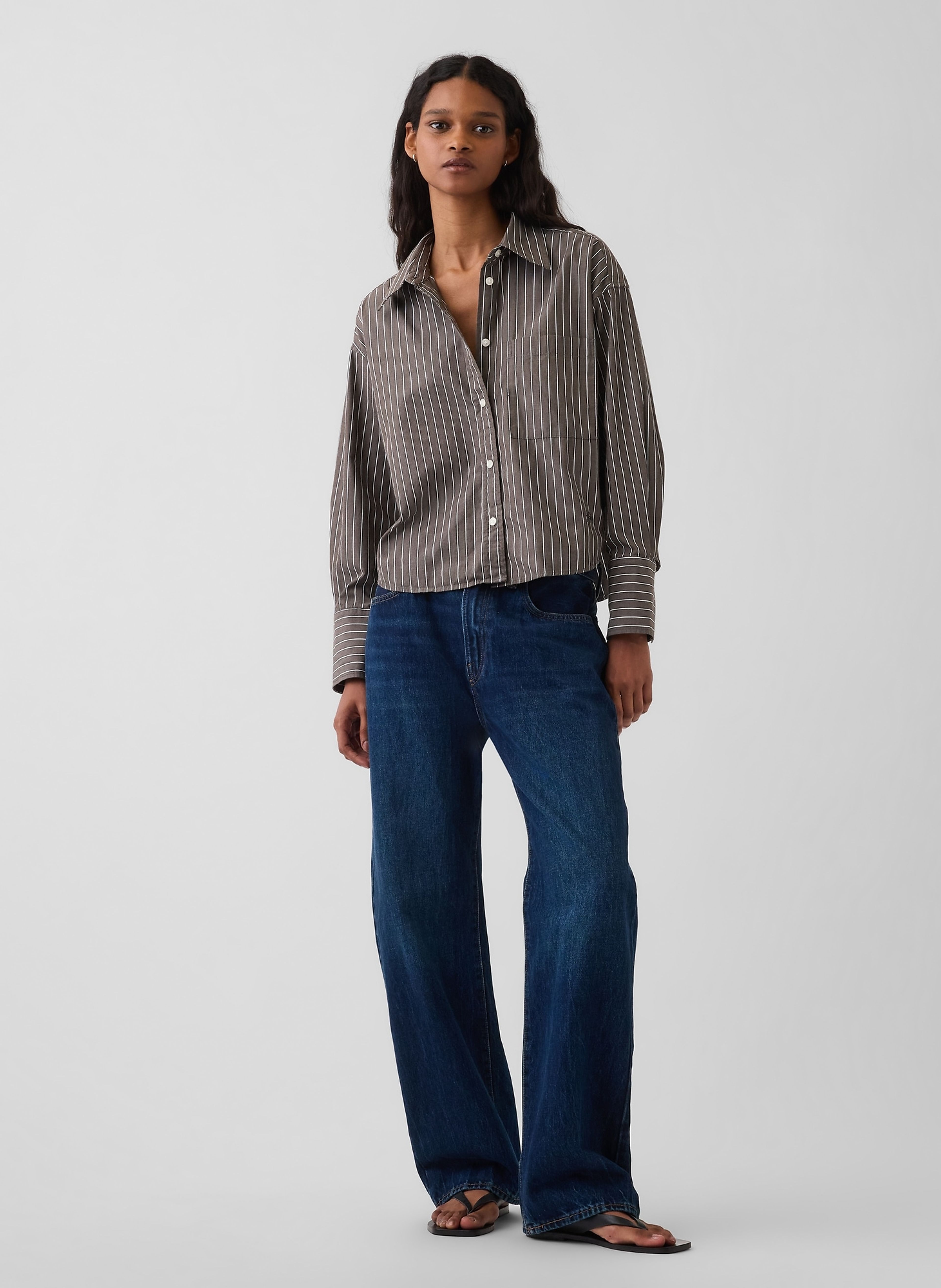Oversize crop košeľa - 002
