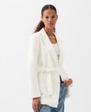 Blazer mit Gürtel aus Leinenmischung-Weiß - 001