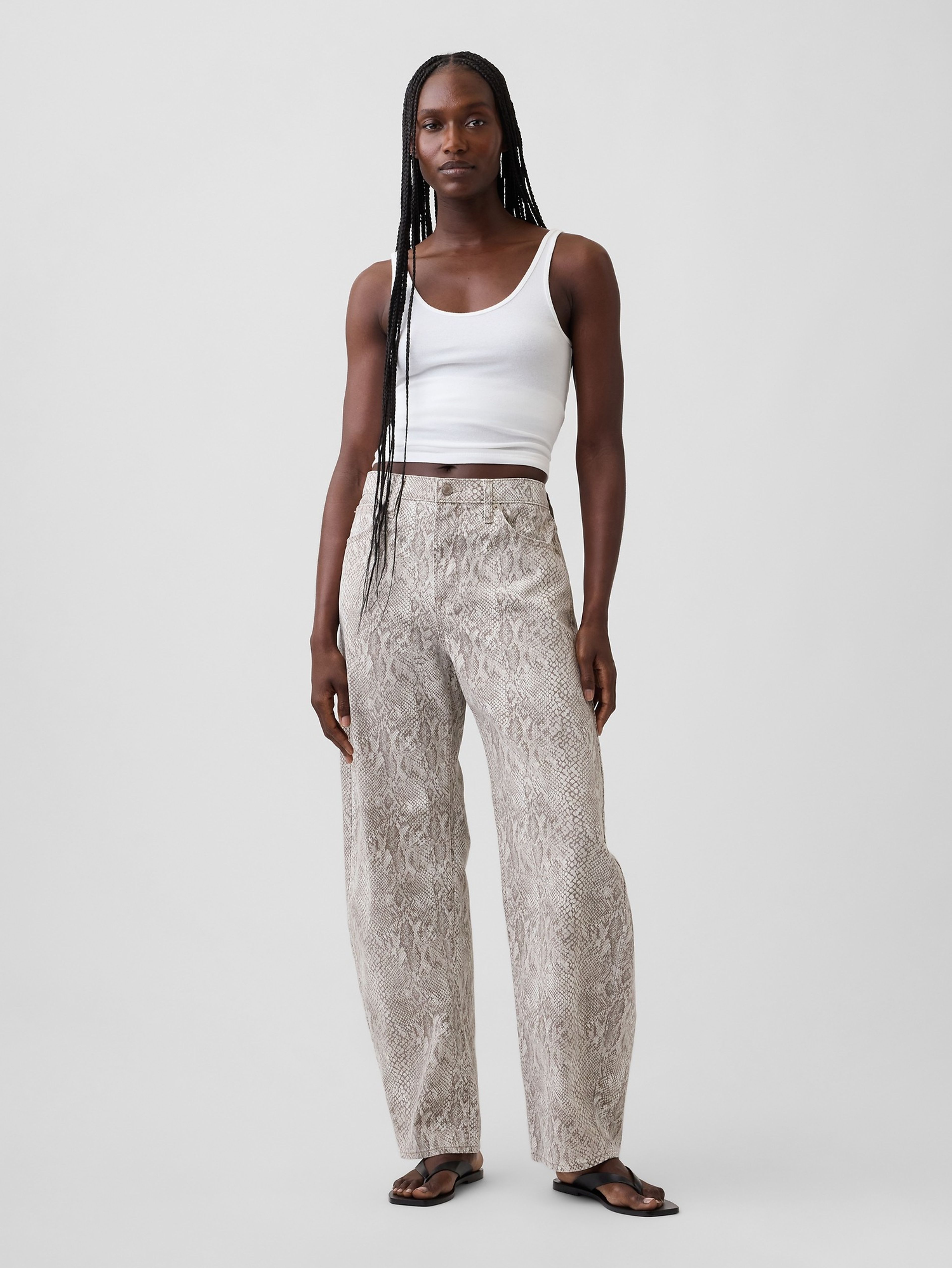 High Rise Barrel Jeans gemustert - 001