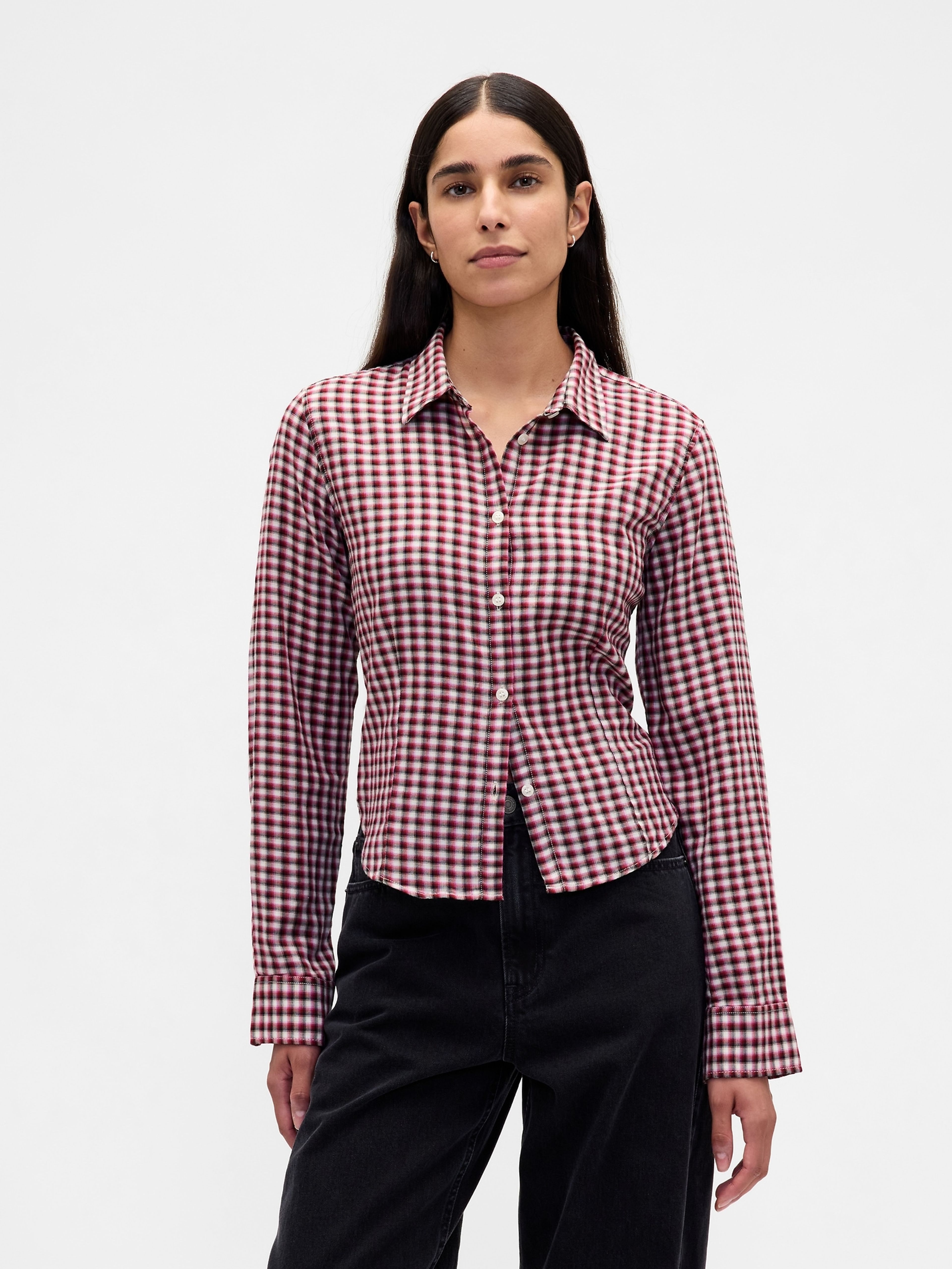 Damen-Flanell-Crop-Hemd